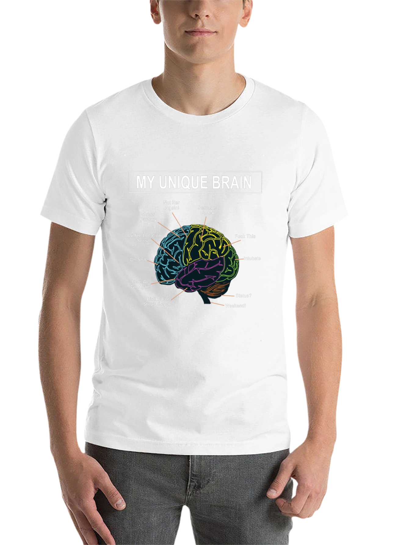 Black My Unique Brain Funny Graphic T-Shirt view 14