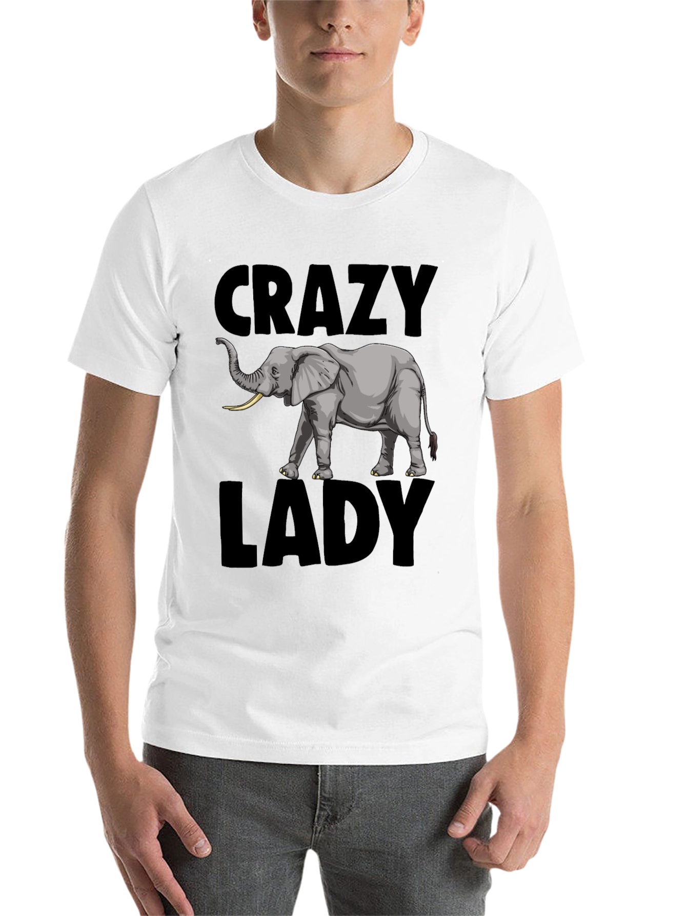 Black Crazy Elephant Lady Graphic Tee - Black view 14