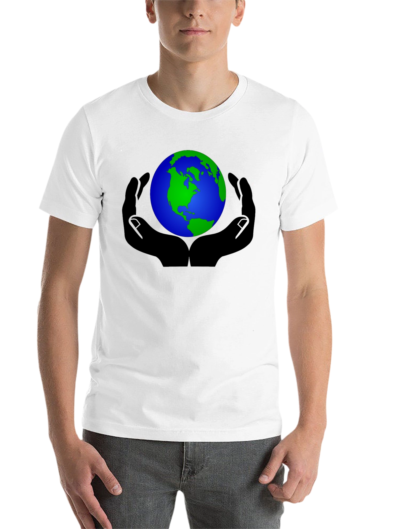 Black Earth in Hands Graphic Black T-Shirt view 14