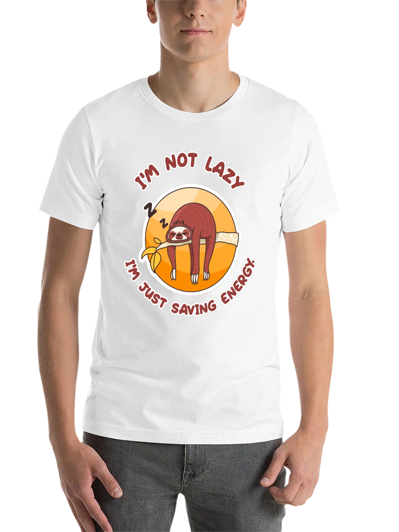 Black Funny Sloth T-Shirt: I'm Not Lazy, Saving Energy! view 14
