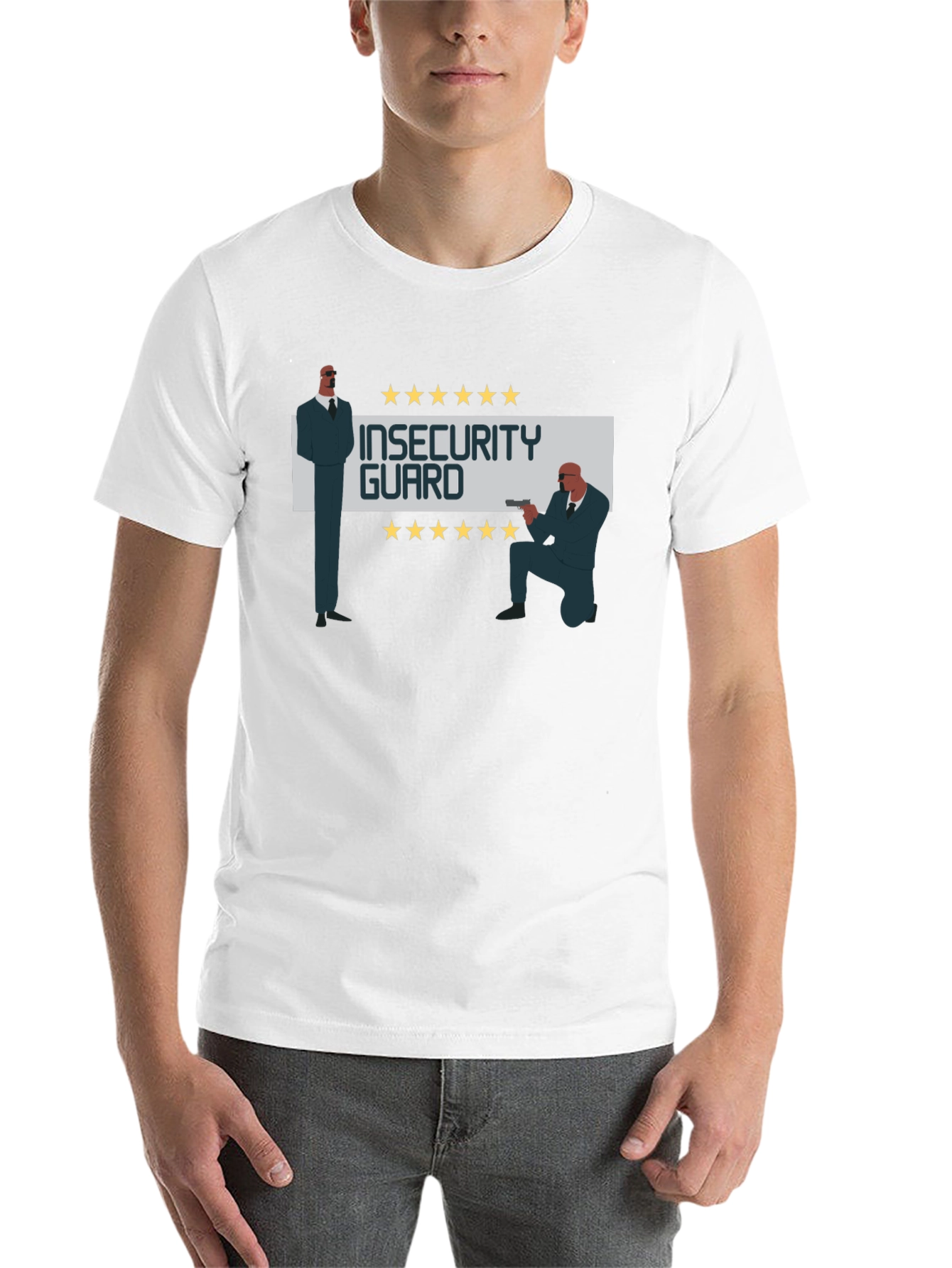 Black Insecurity Guard Graphic Tee - Funny Men's T-Shirt view 14