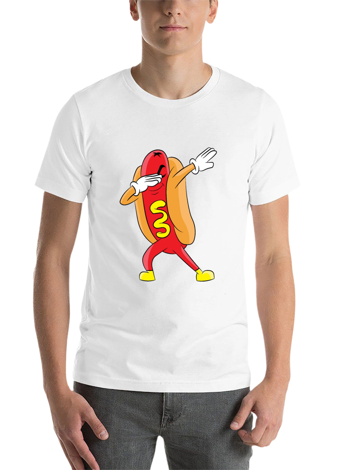 Black Funny Dabbing Hot Dog Graphic T-Shirt - Black view 14