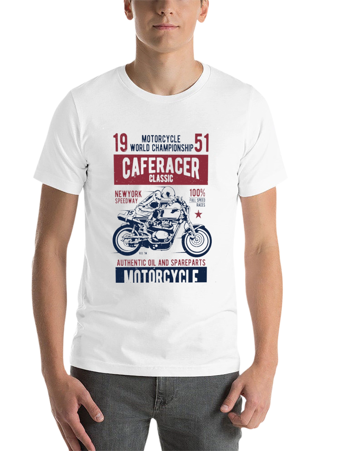 Black Cafe Racer Motorcycle Graphic T-Shirt view 14