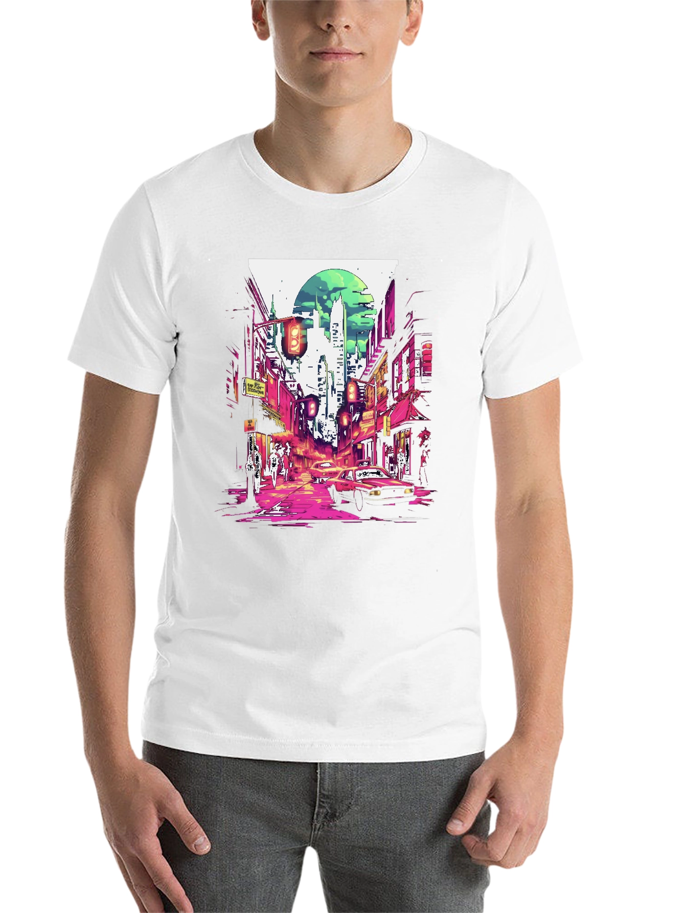 Black Retro Cityscape T-Shirt - Stylish Urban Design view 14