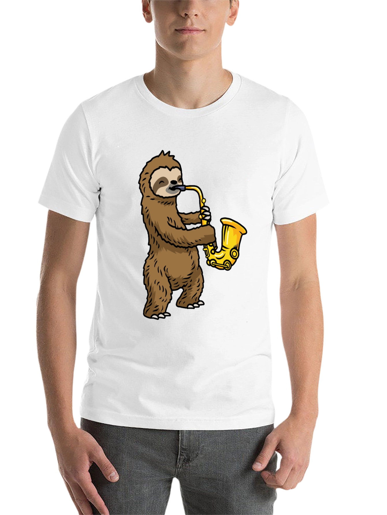 Black Sloth Saxophone Graphic Tee view 14