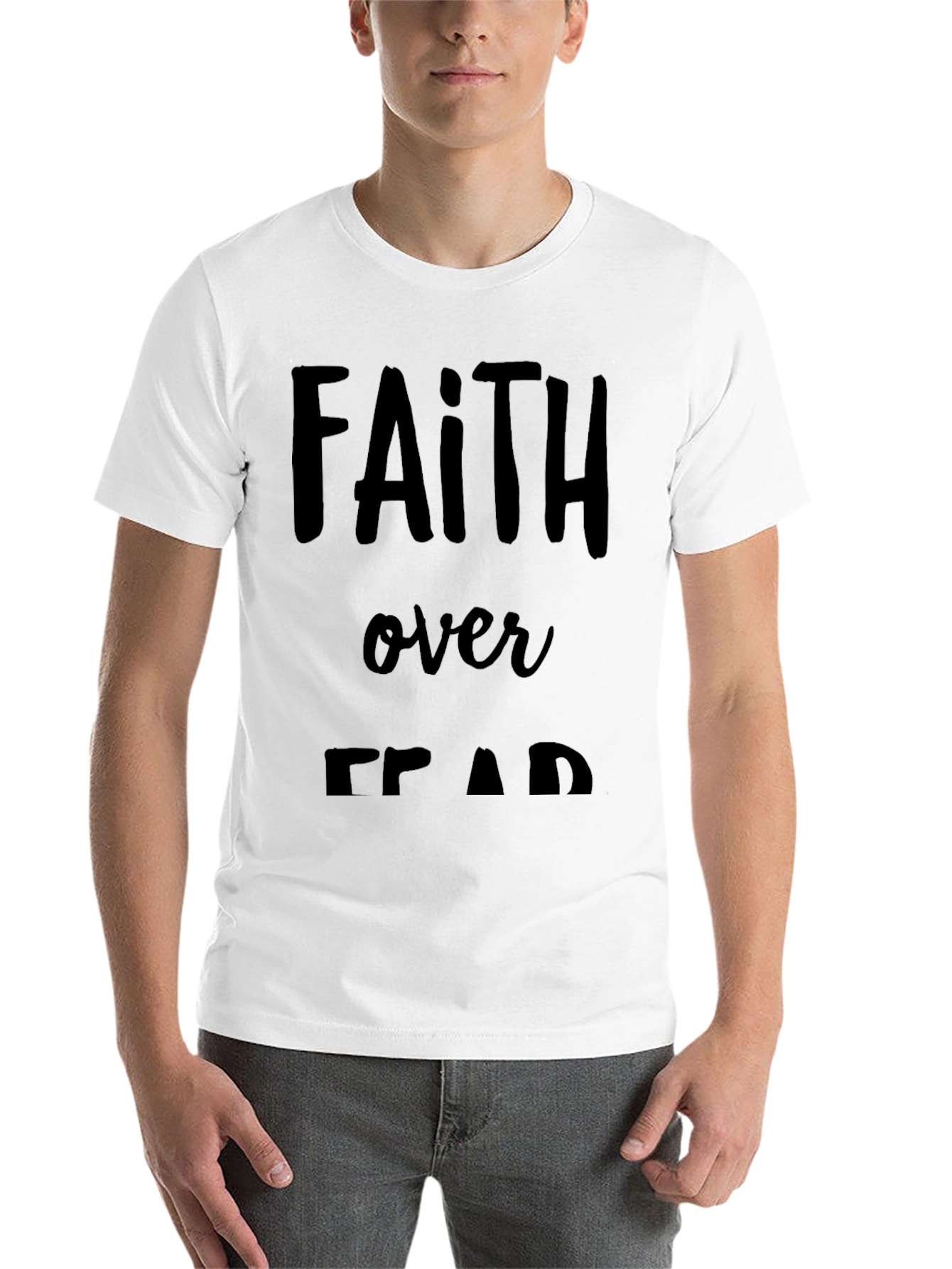 Black Faith Over Fear Graphic Tee - Black Cotton T-Shirt view 14