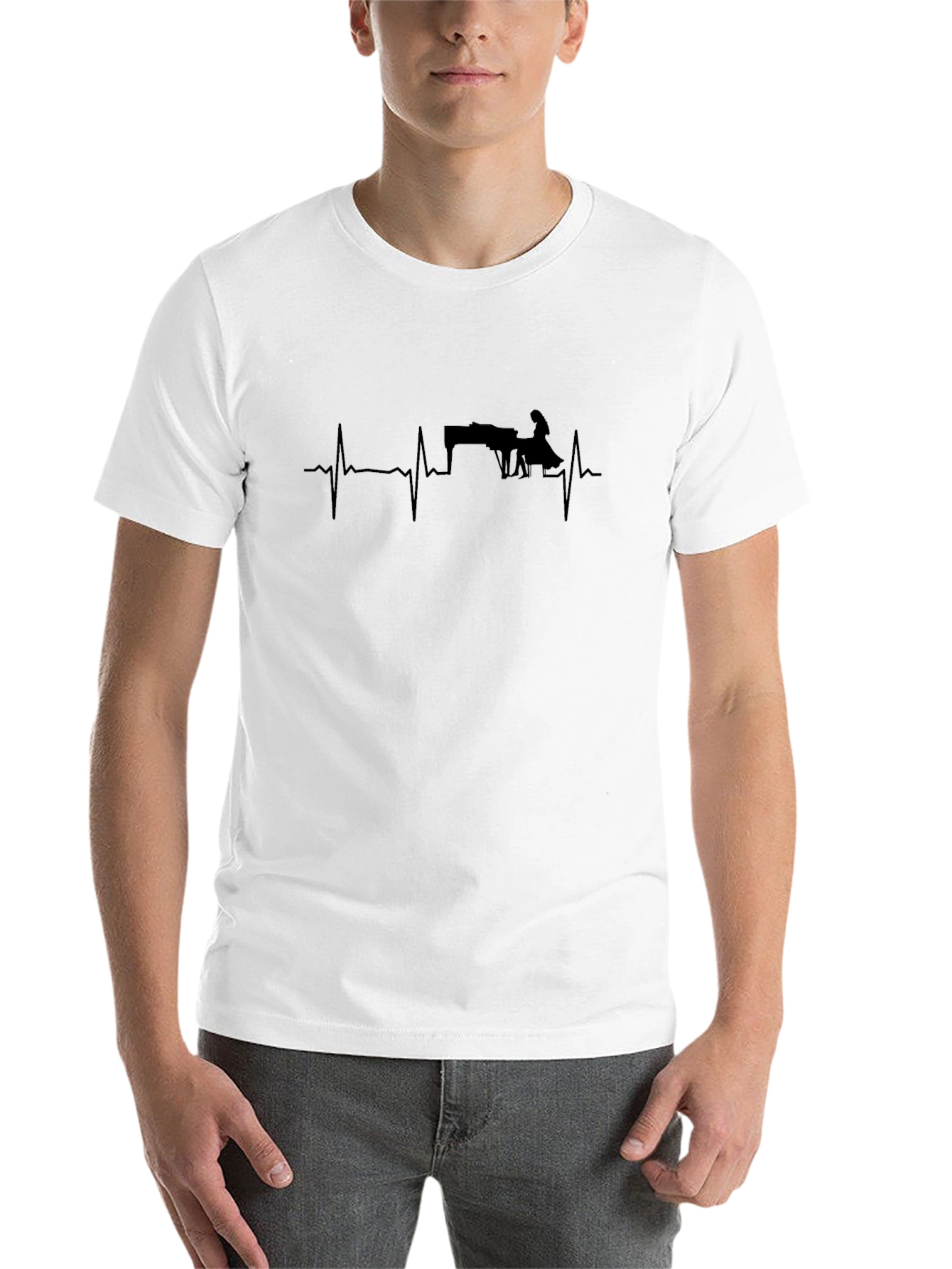 Black Piano Heartbeat T-Shirt - Musician's Pulse view 14