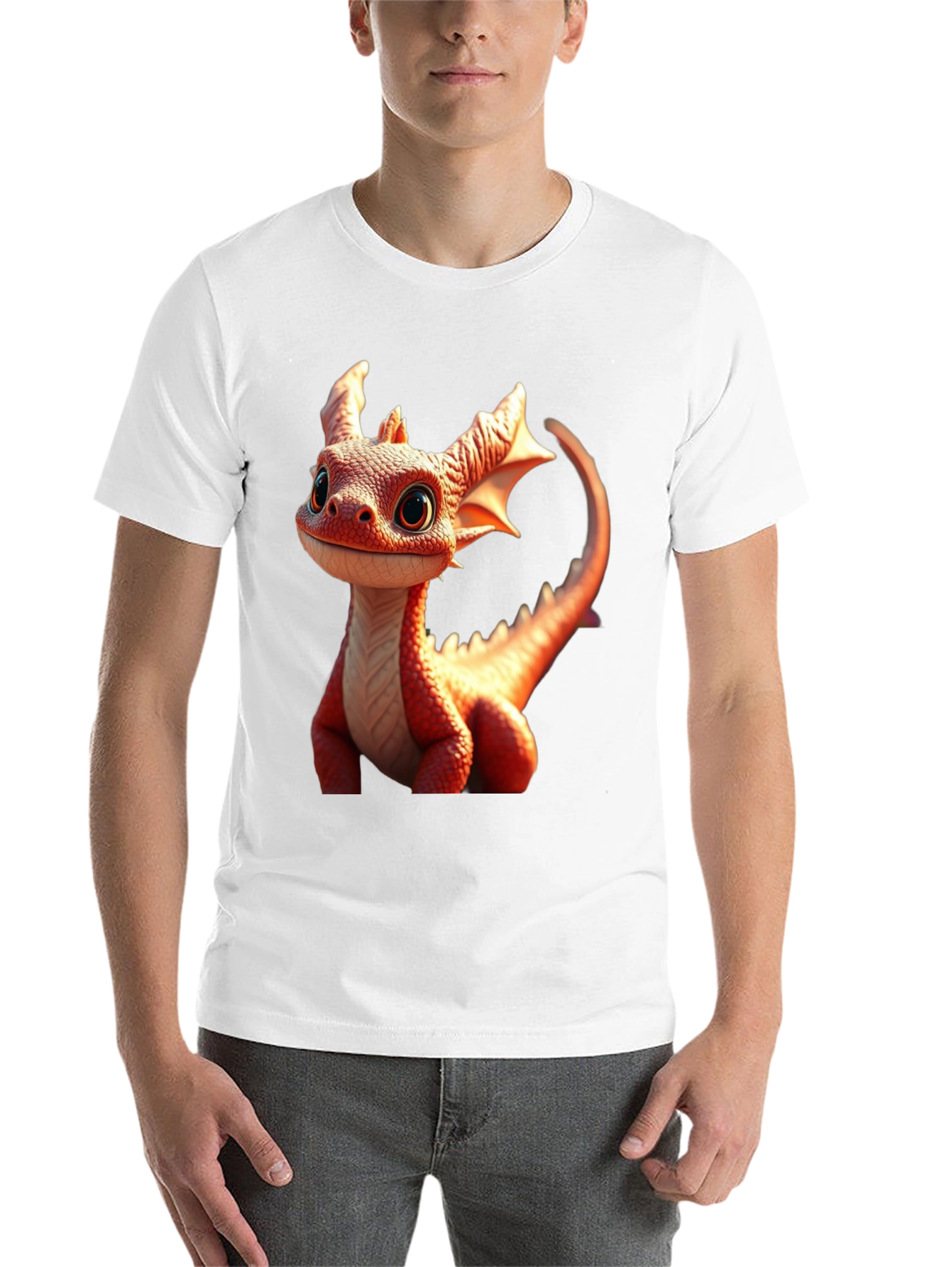 Black Cute Dragon Graphic Tee - Black Cotton Comfort view 14