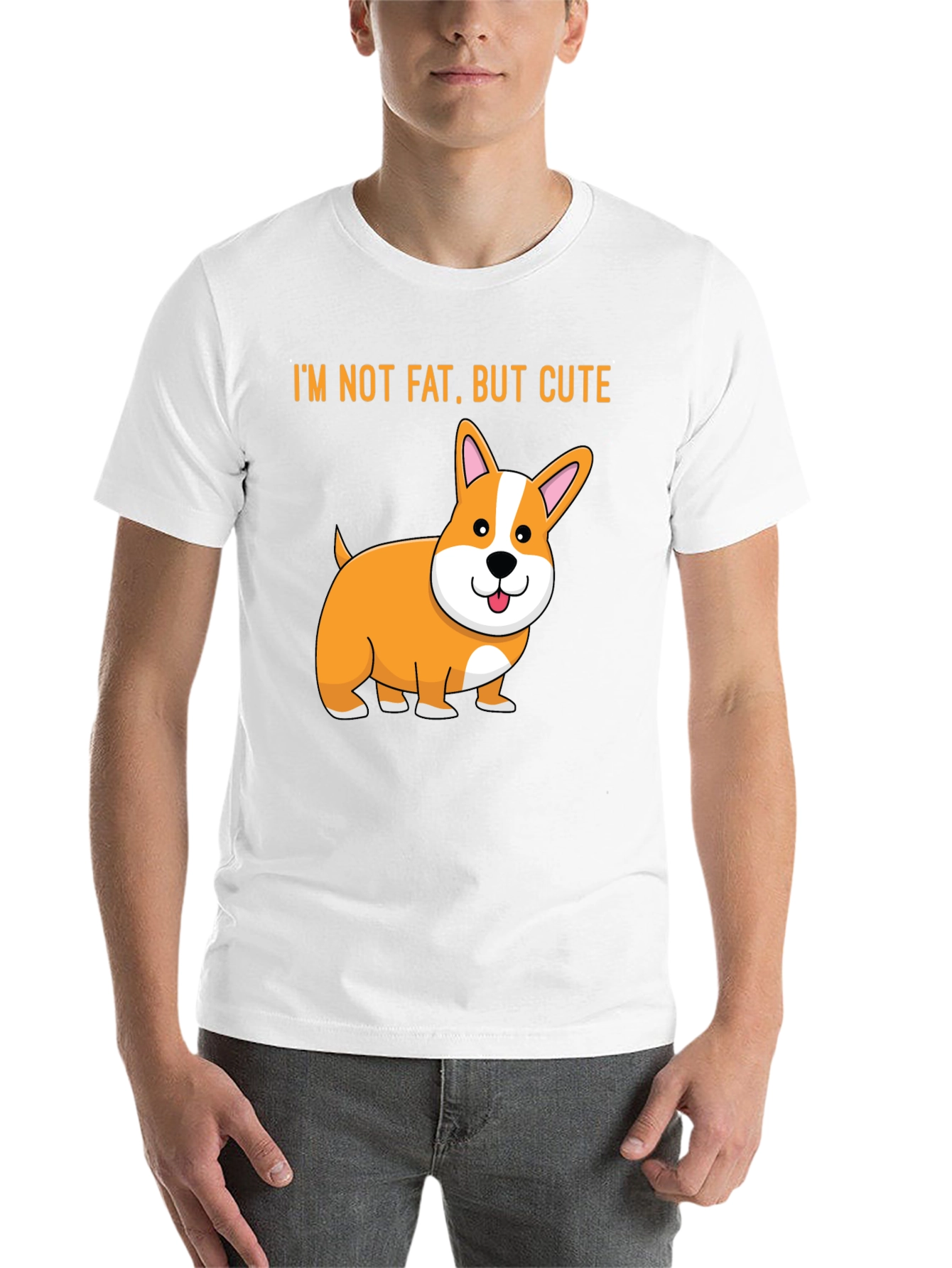 Black Cute Corgi T-Shirt - I'm Not Fat, But Cute view 14