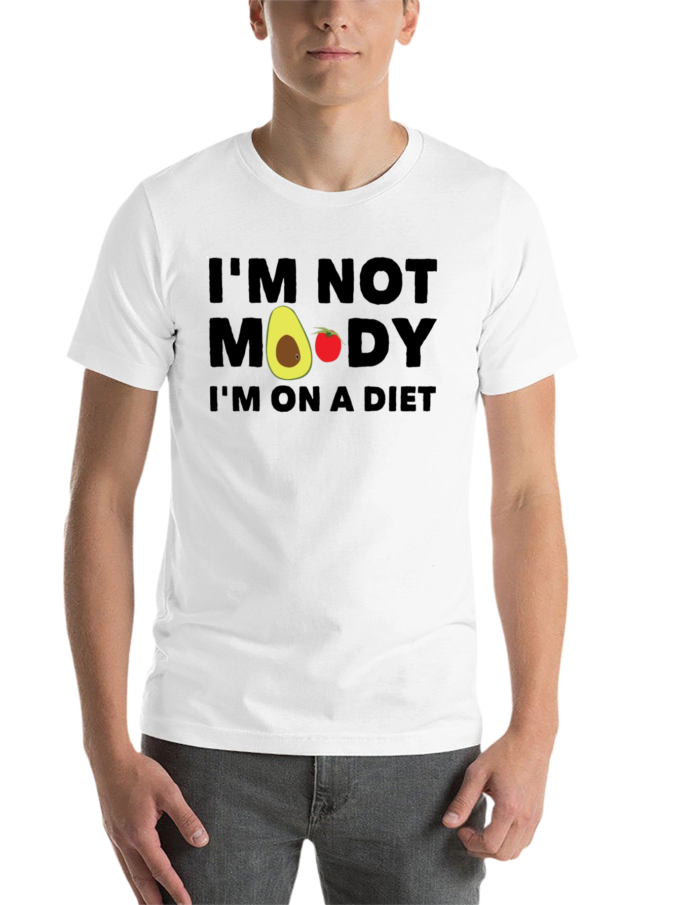 Black Funny Diet T-Shirt - "I'm Not Moody, I'm On A Diet!" view 14