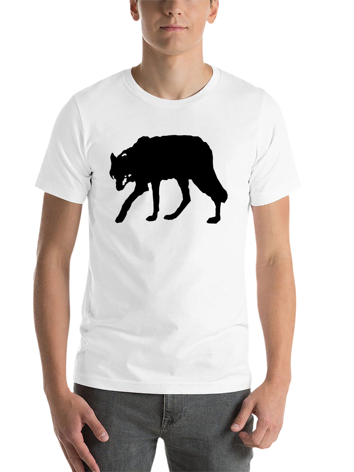 Black Wolf Silhouette Graphic Tee - Mens Black T-Shirt view 14