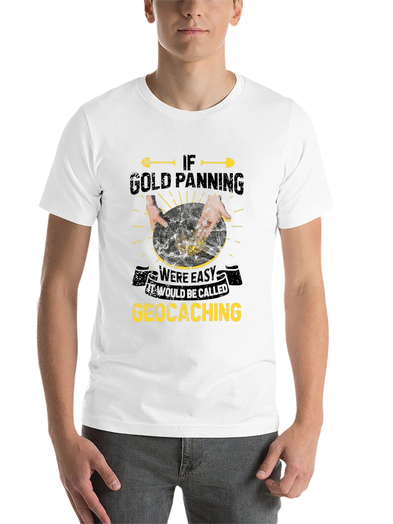 Black Gold Panning Geocaching Graphic Tee view 14