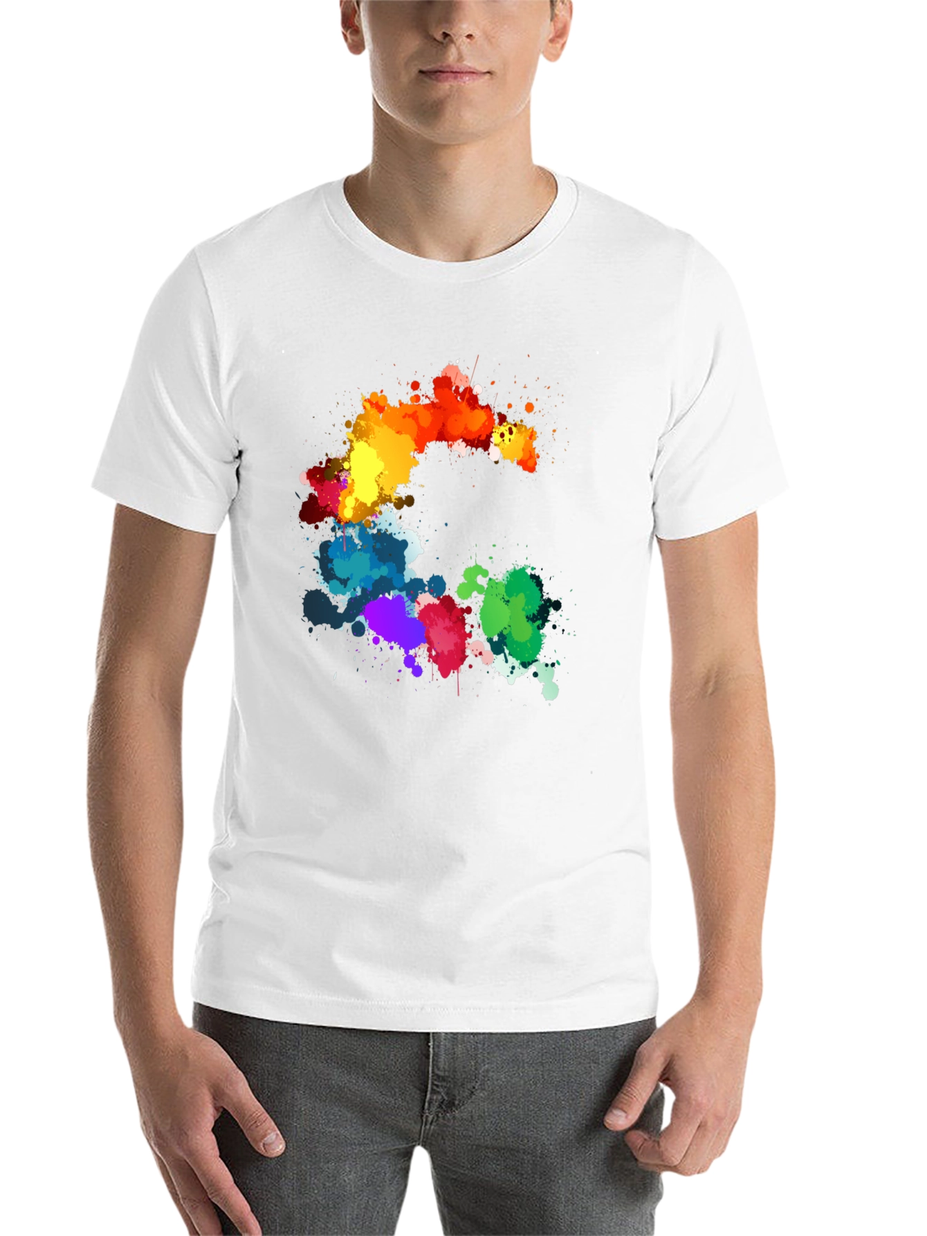 Black Rainbow Splatter Graphic Black T-Shirt view 14