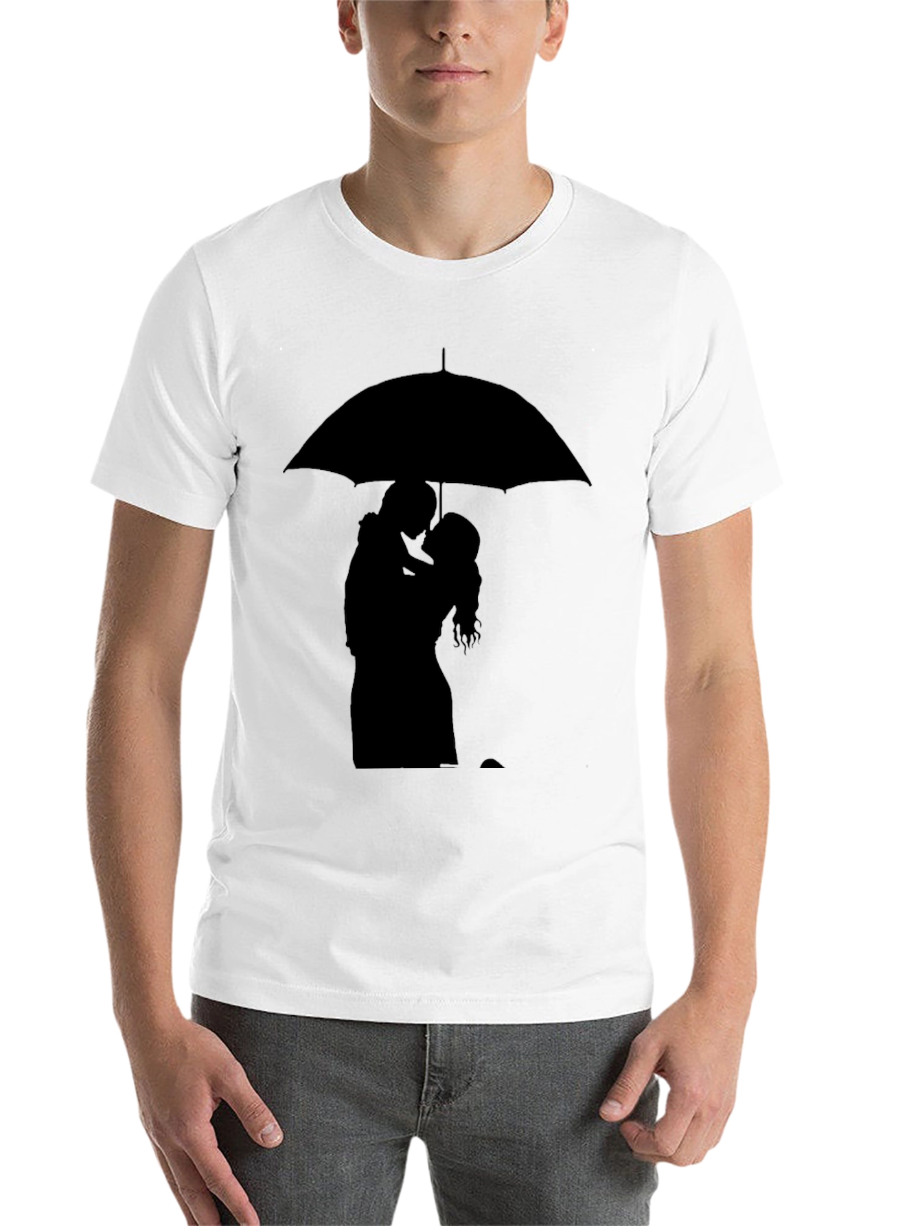Black Romantic Silhouette T-Shirt - Under the Umbrella view 14