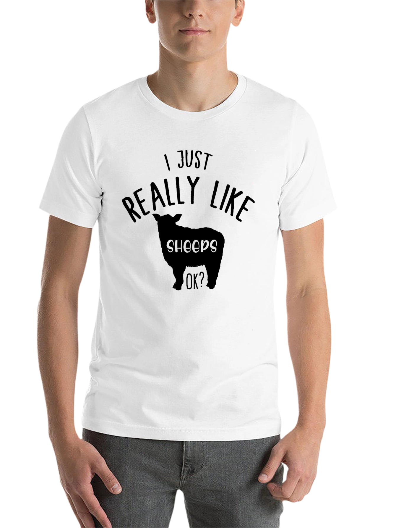 Black I Just Really Like Sheeps T-Shirt - Black Crew Neck Tee view 14
