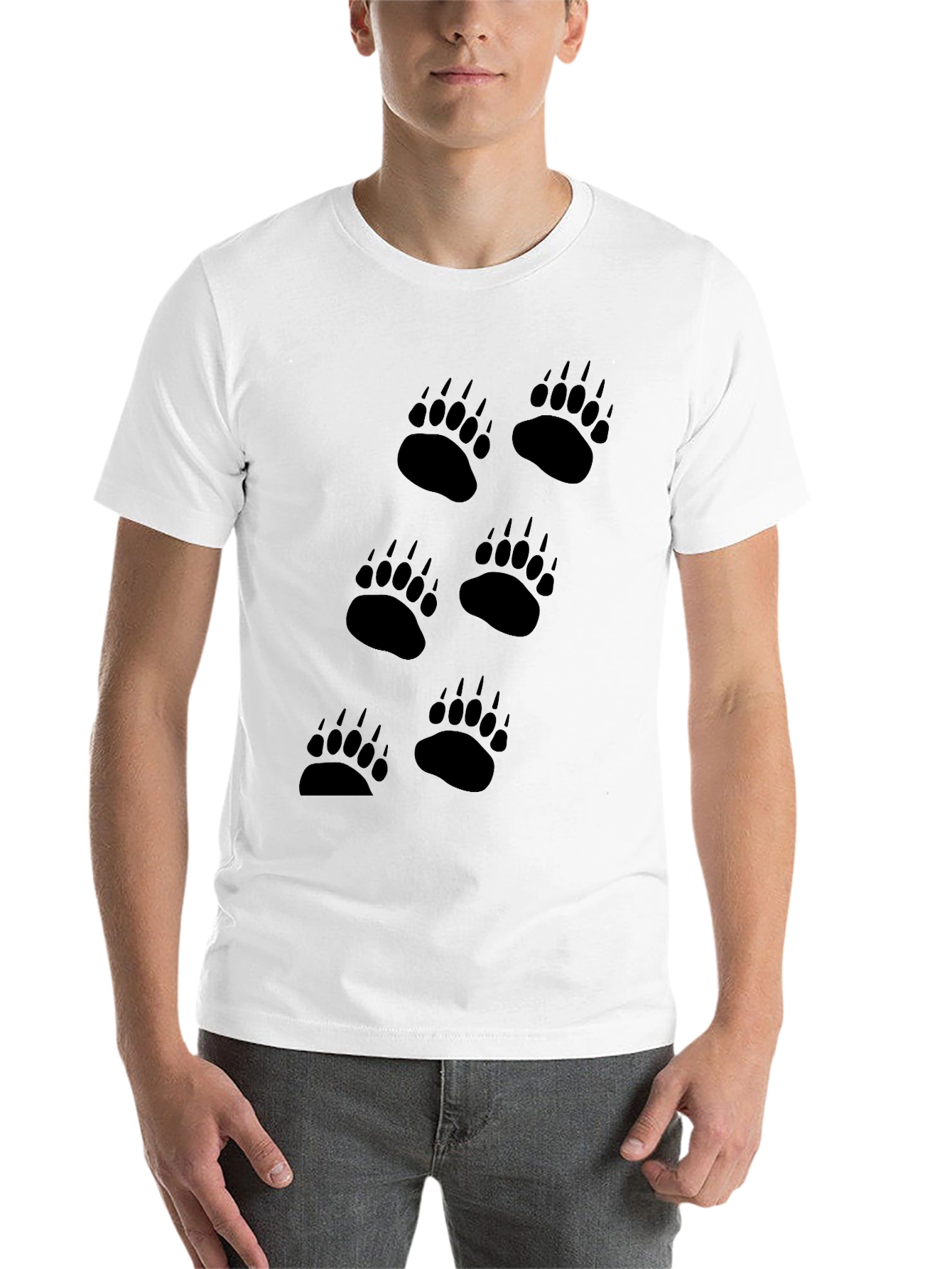 Black Black Bear Paw Print T-Shirt - Men's Graphic Tee view 14