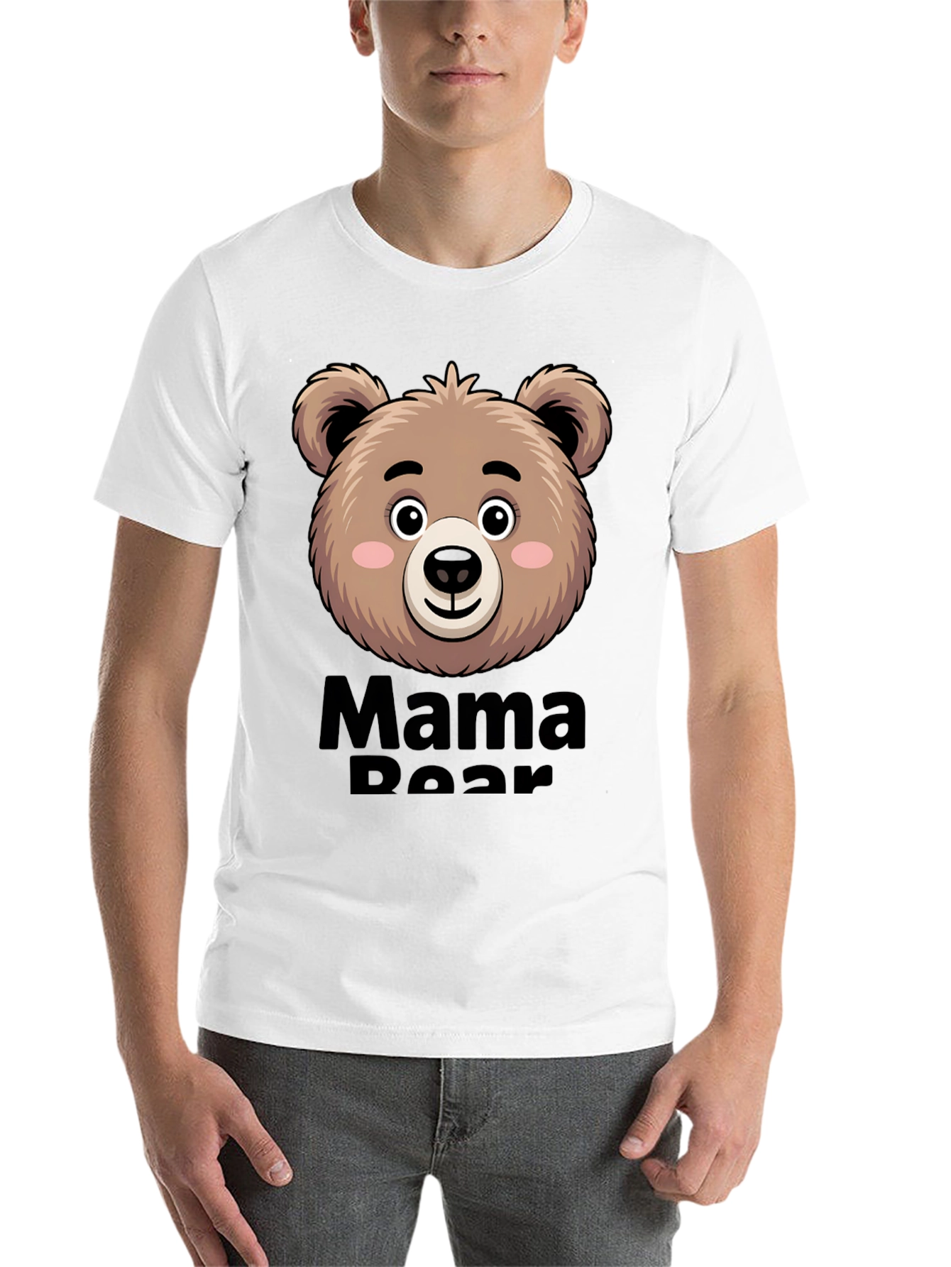Black Mama Bear T-Shirt Cute Bear Face view 14