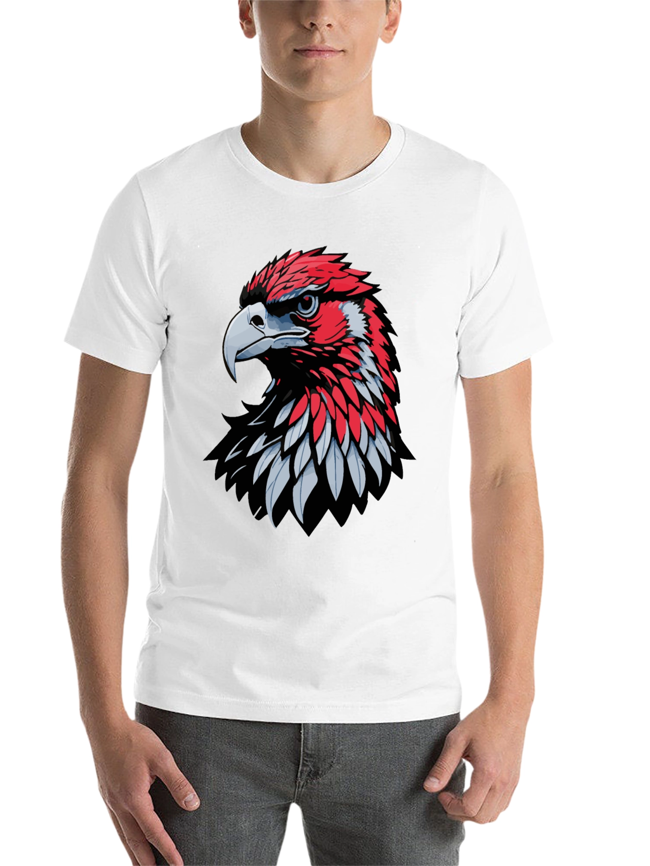 Black Eagle Graphic Print Crew Neck T-Shirt - Bold Design view 14