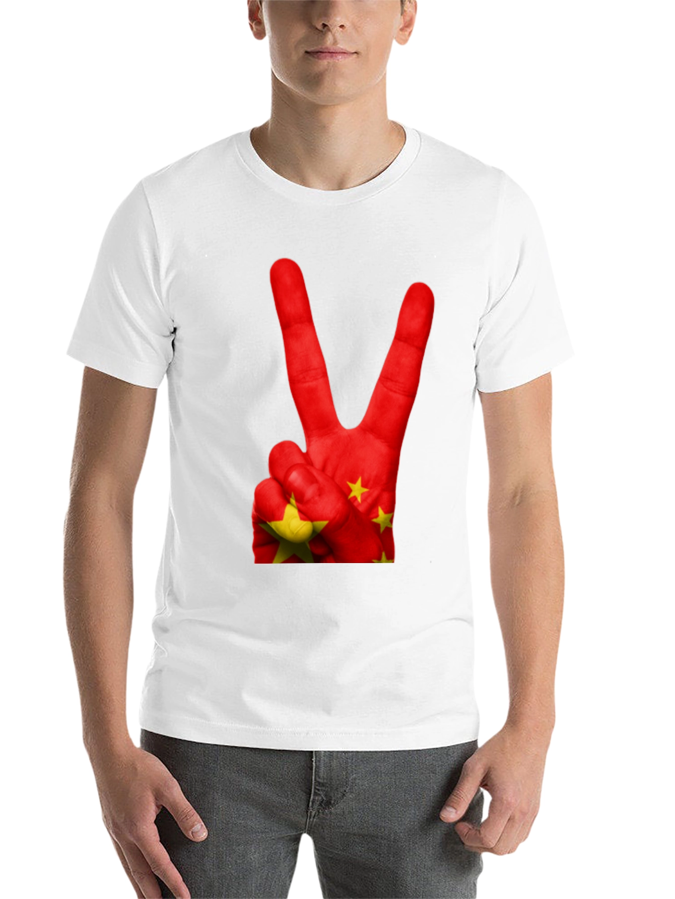 Black China Flag Peace Sign Graphic T-Shirt view 14