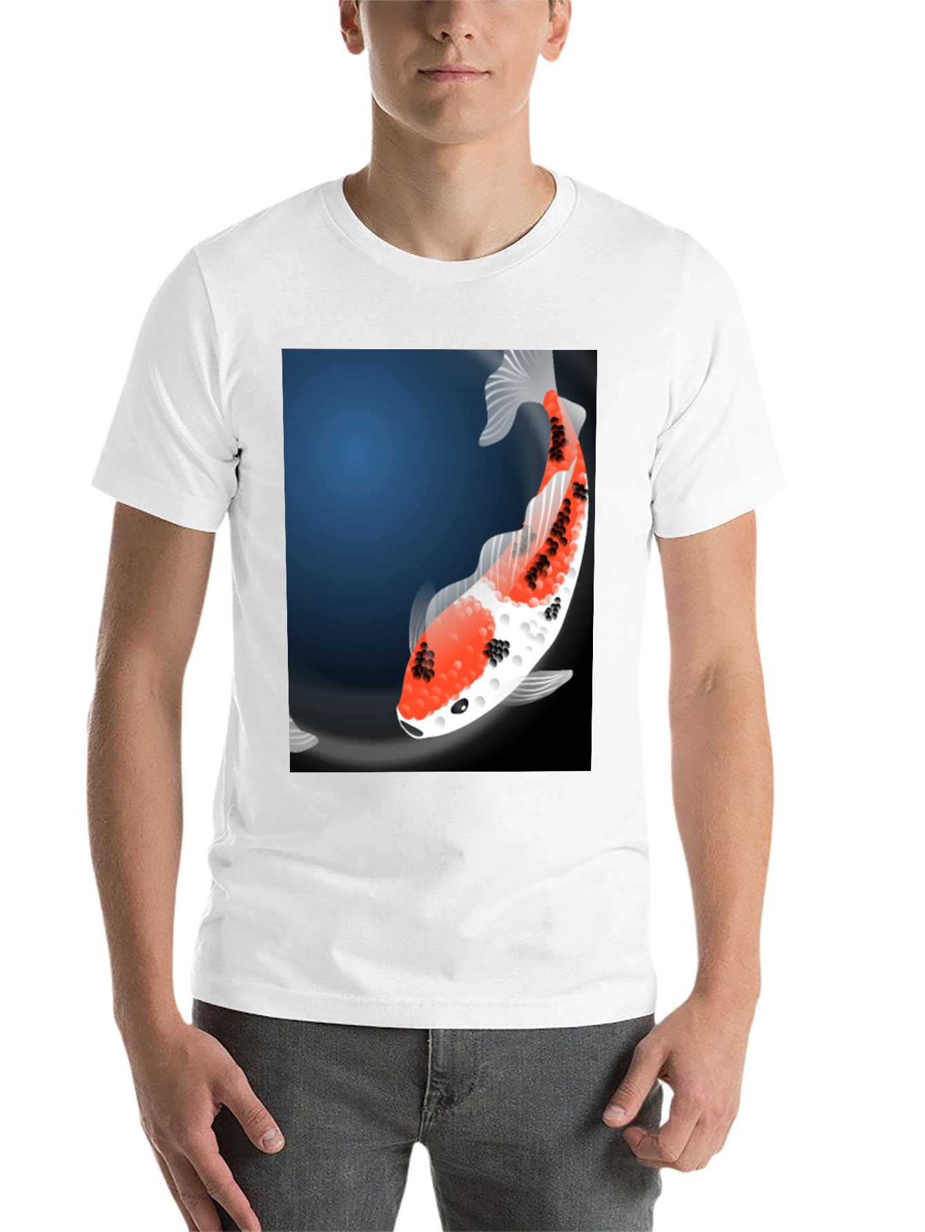 Black Koi Fish Graphic Tee - Black Casual T-Shirt view 14