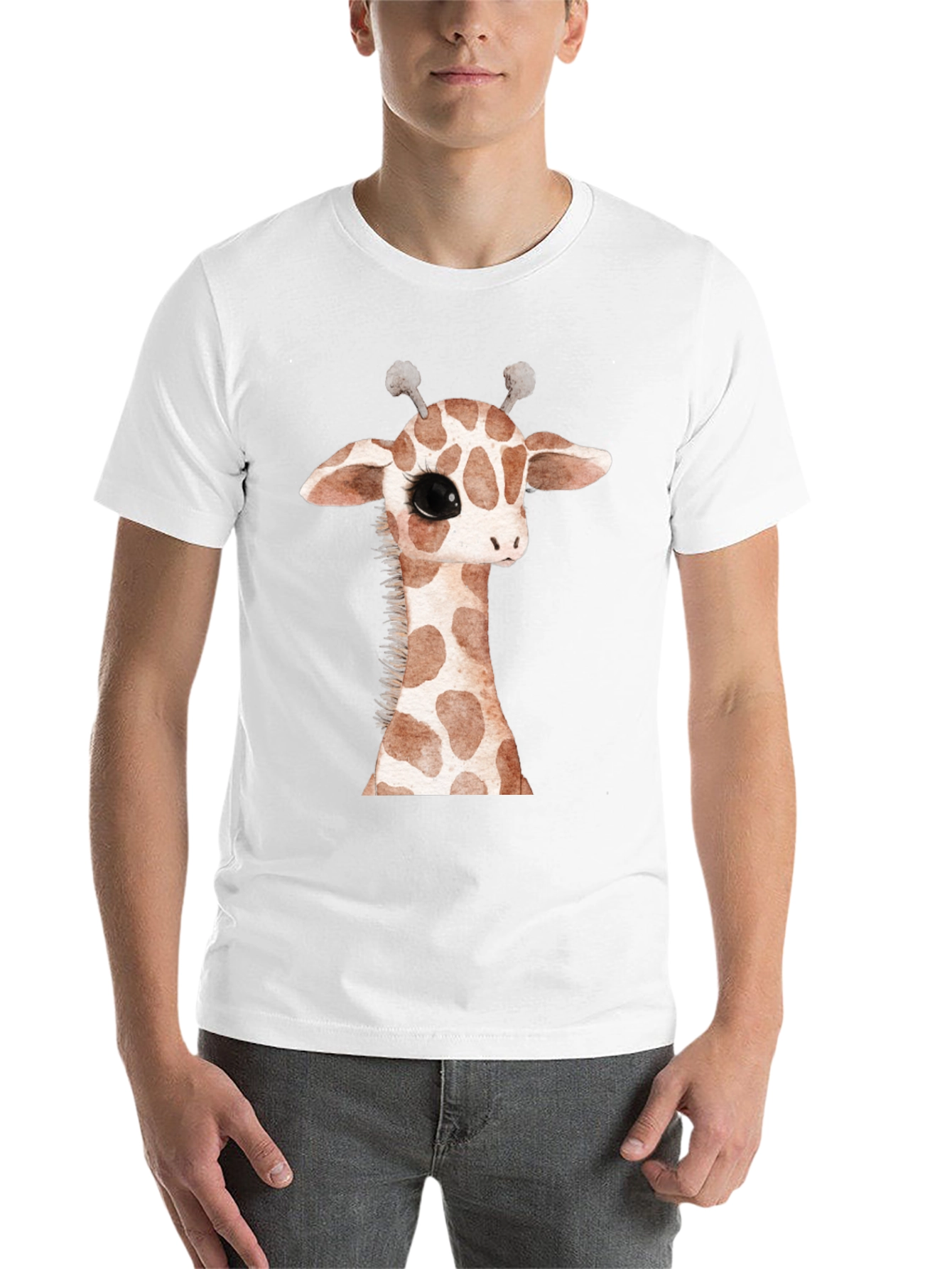 Black Cute Giraffe Graphic Print Black T-Shirt view 14