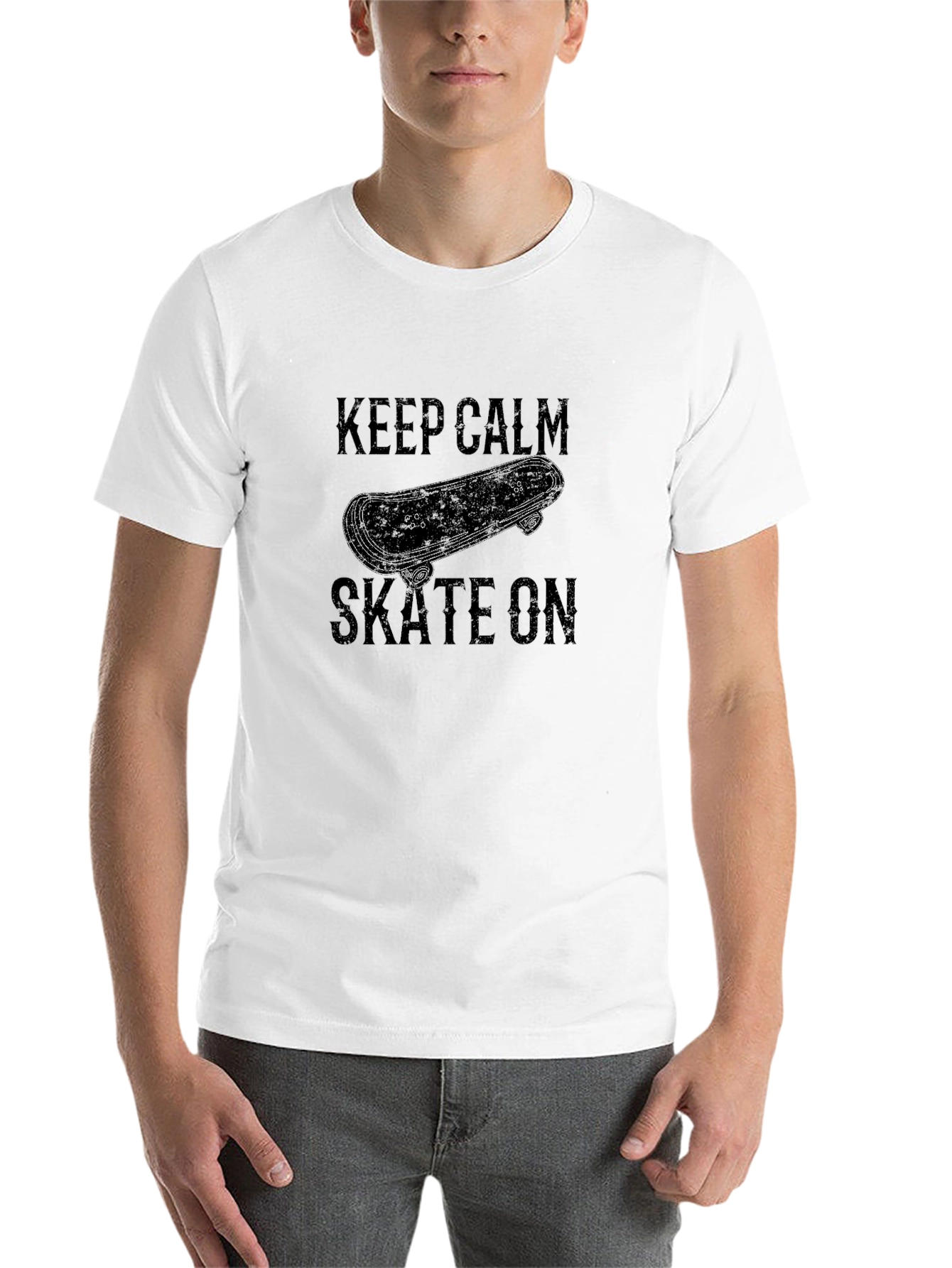 Black Keep Calm Skate On Graphic Tee - Black view 14