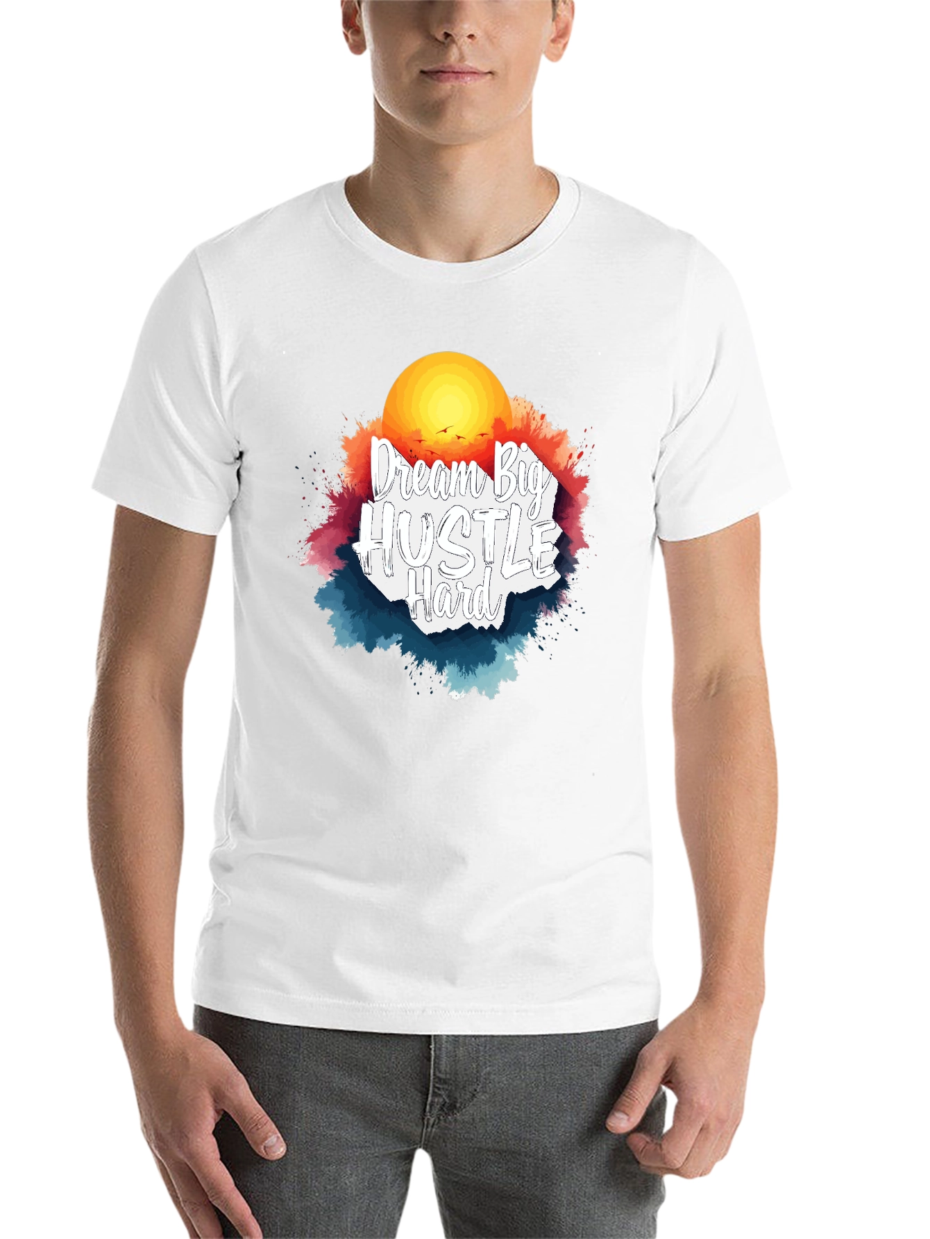 Black Dream Big Hustle Hard Graphic T-Shirt view 14