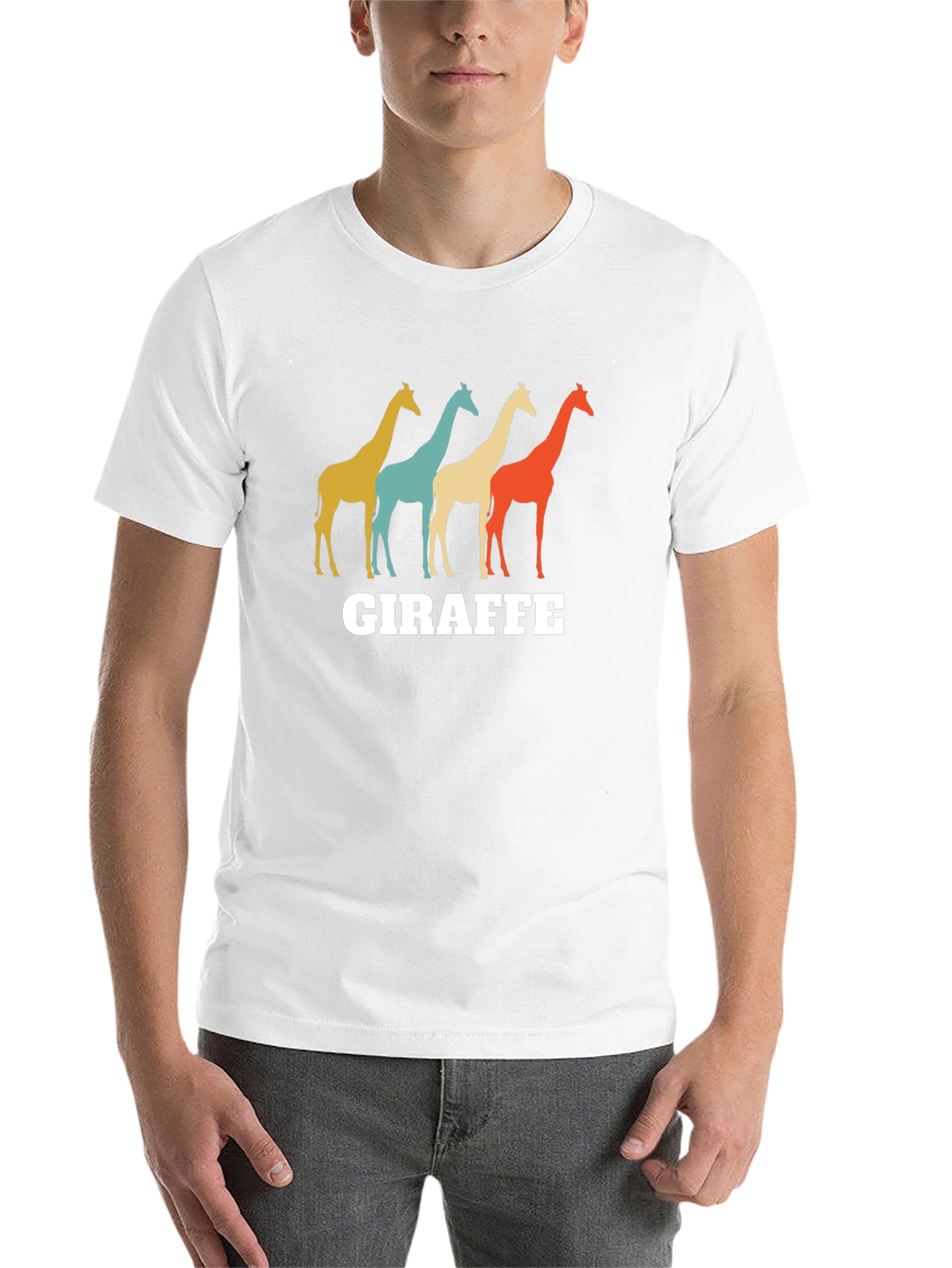 Black Retro Giraffe Graphic T-Shirt - Unisex Crew Neck view 14