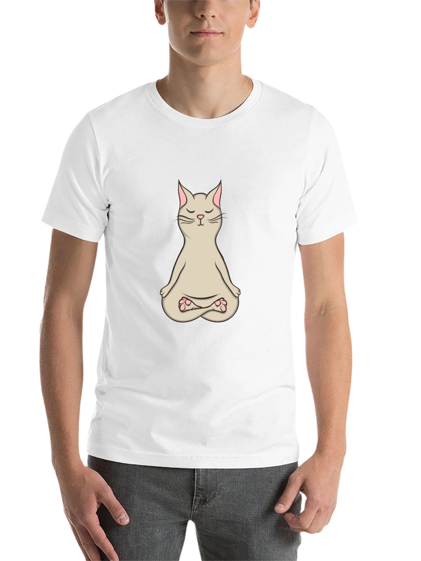 Black Zen Cat T-Shirt - Meditating Feline Design view 14