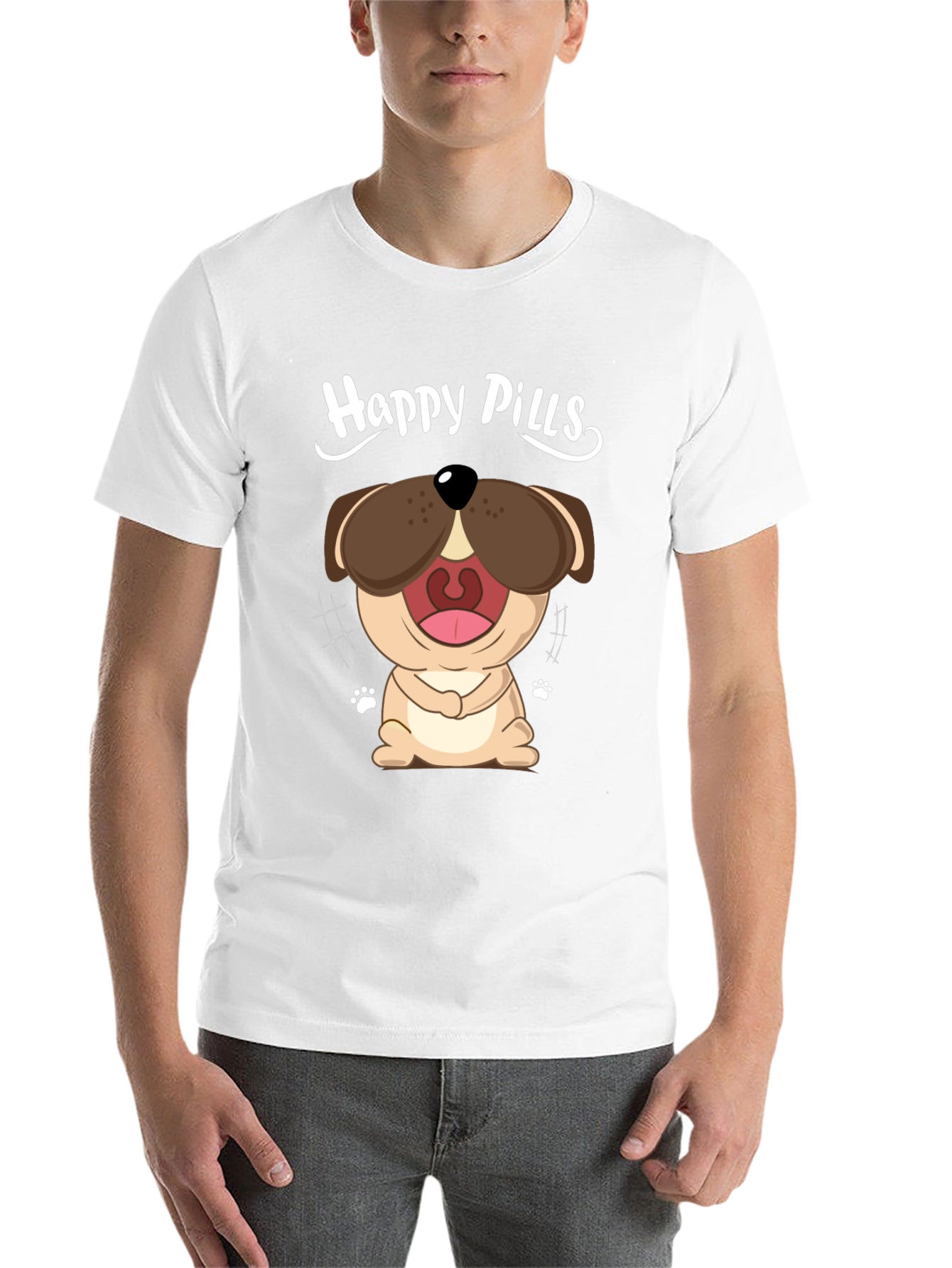 Black Happy Pills Dog Graphic T-Shirt - Black Cotton Tee view 14