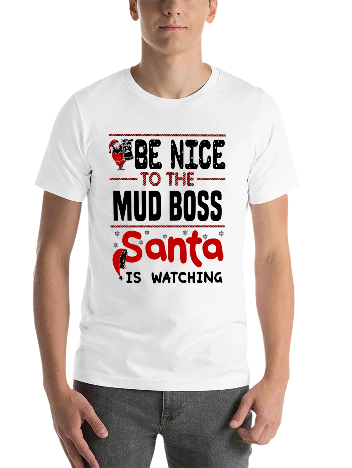 Black Be Nice to The Mud Boss Santa Graphic T-Shirt view 14