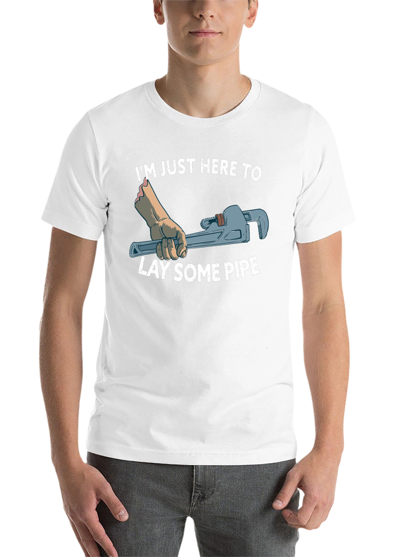 Black Plumber T-Shirt: I'm Just Here To Lay Some Pipe view 14