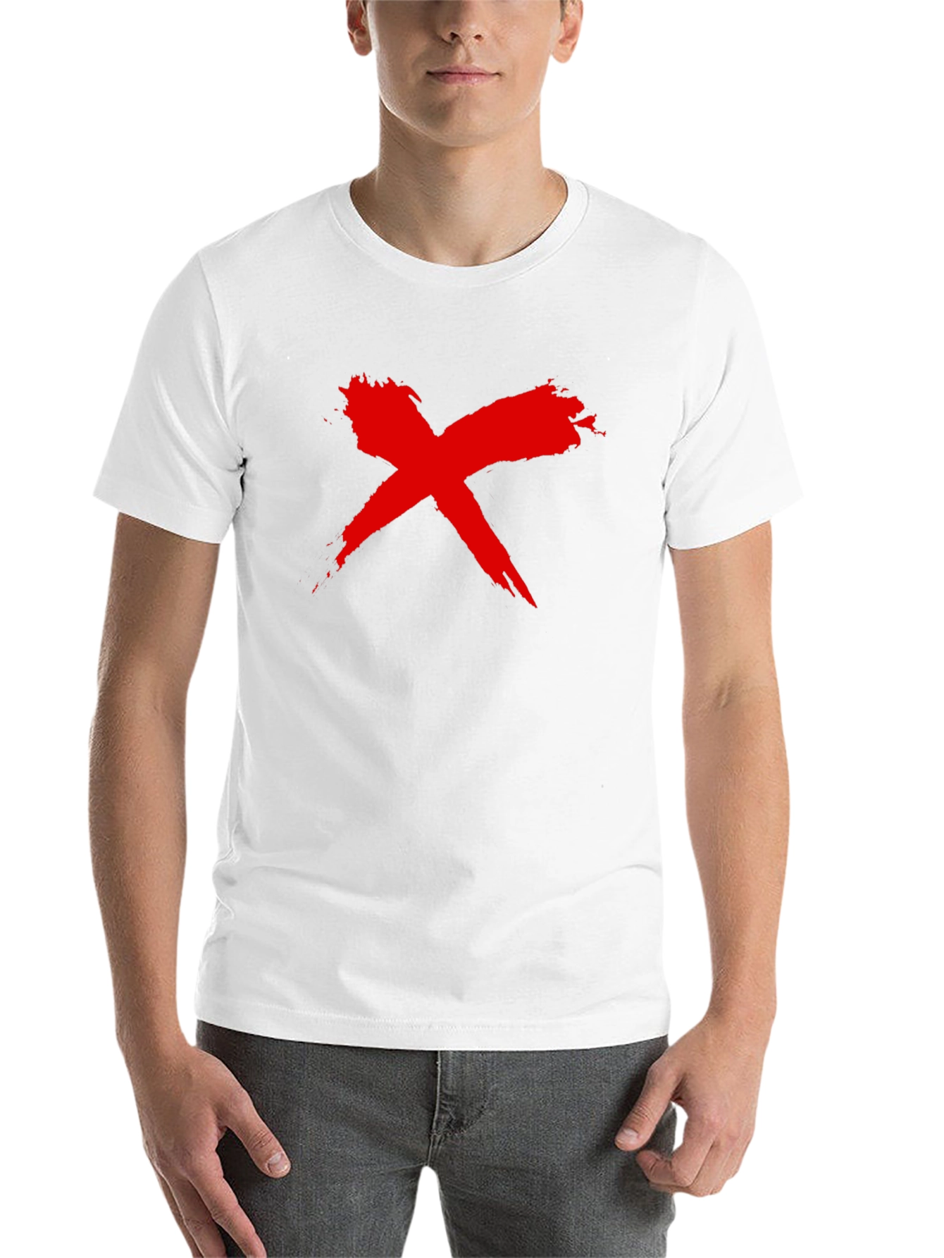 Black Bold Red X Graphic Black T-Shirt view 14