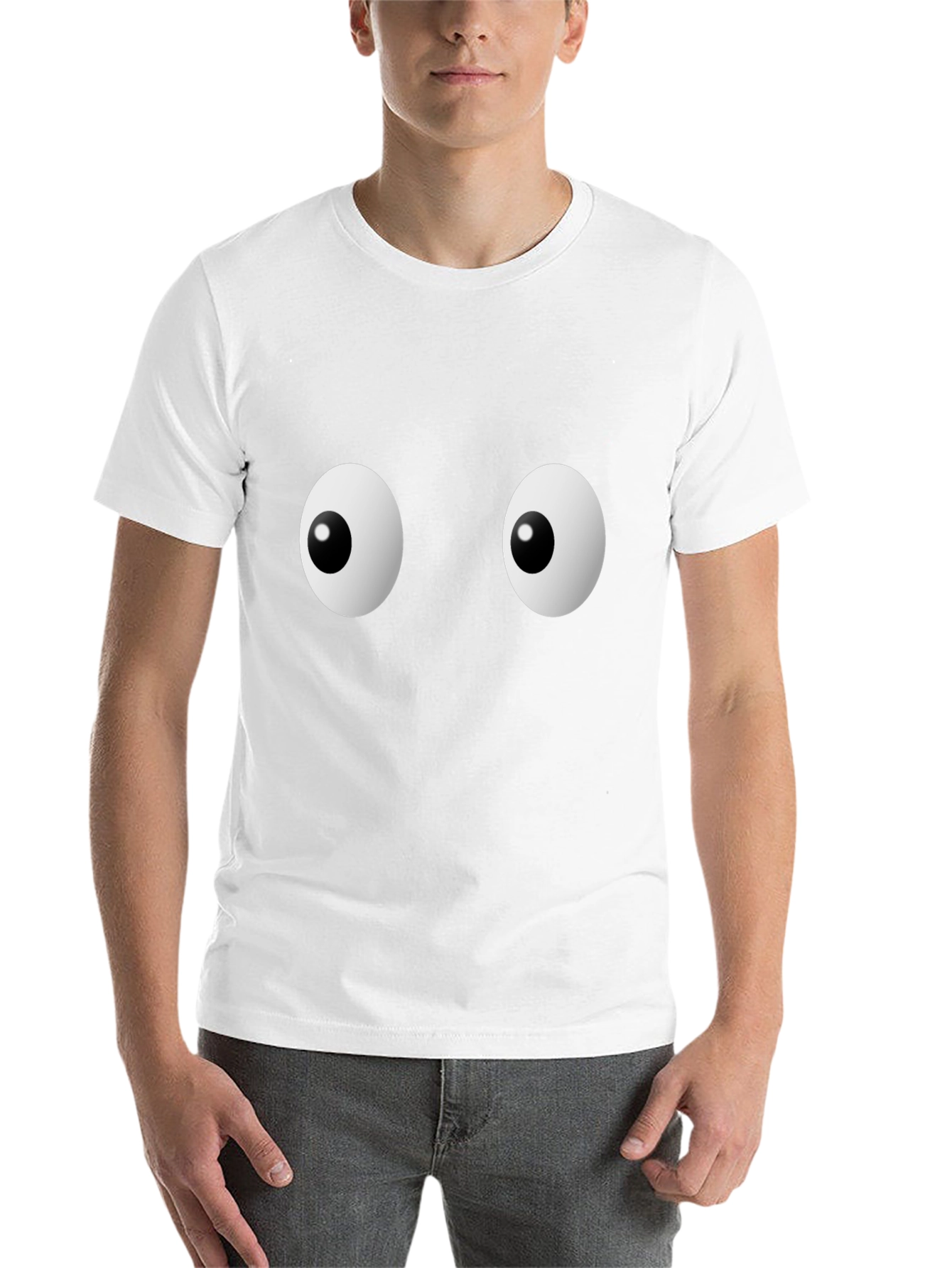 Black Funny Googly Eyes Graphic Black T-Shirt view 14