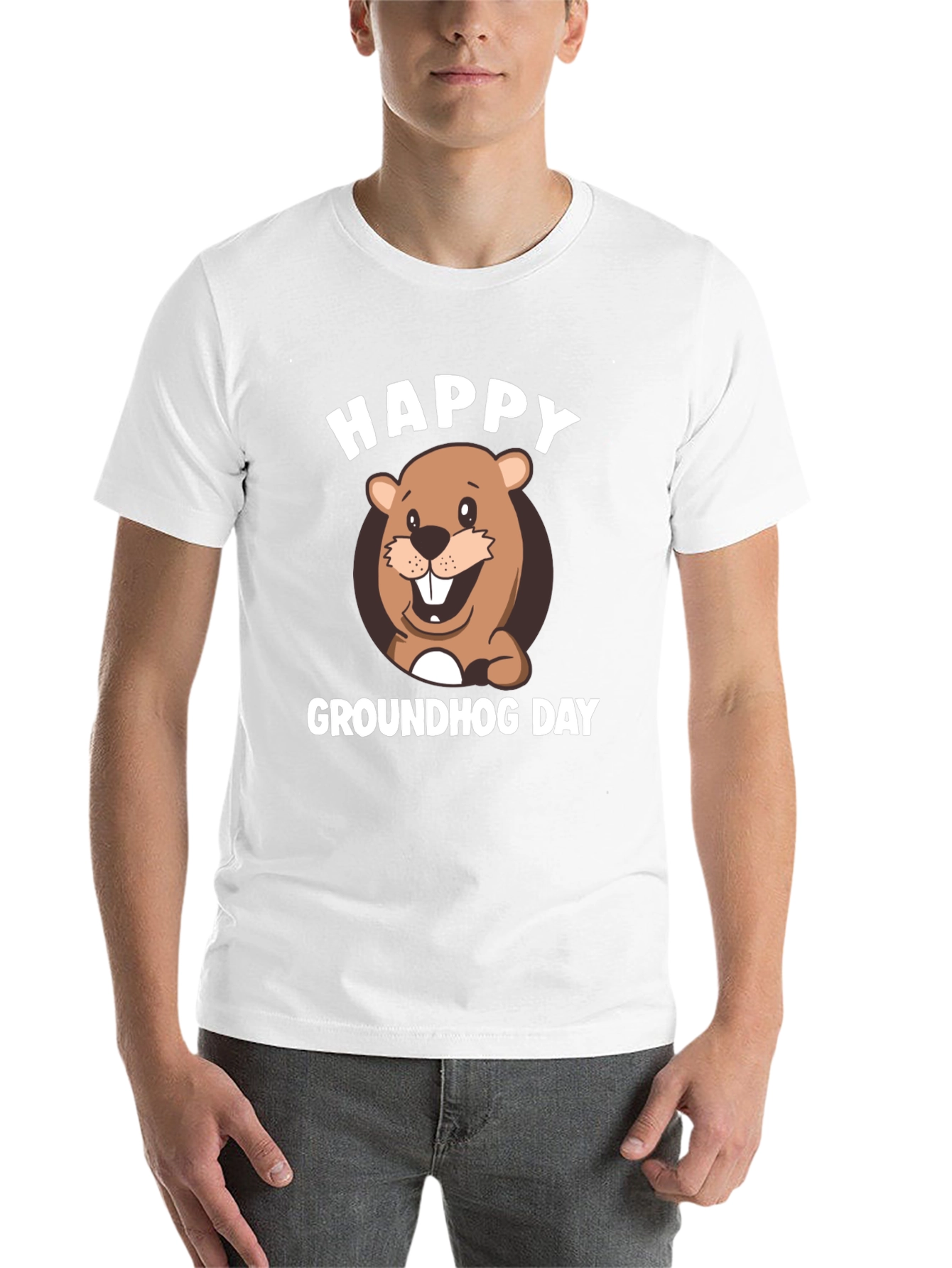 Black Happy Groundhog Day T-Shirt view 14