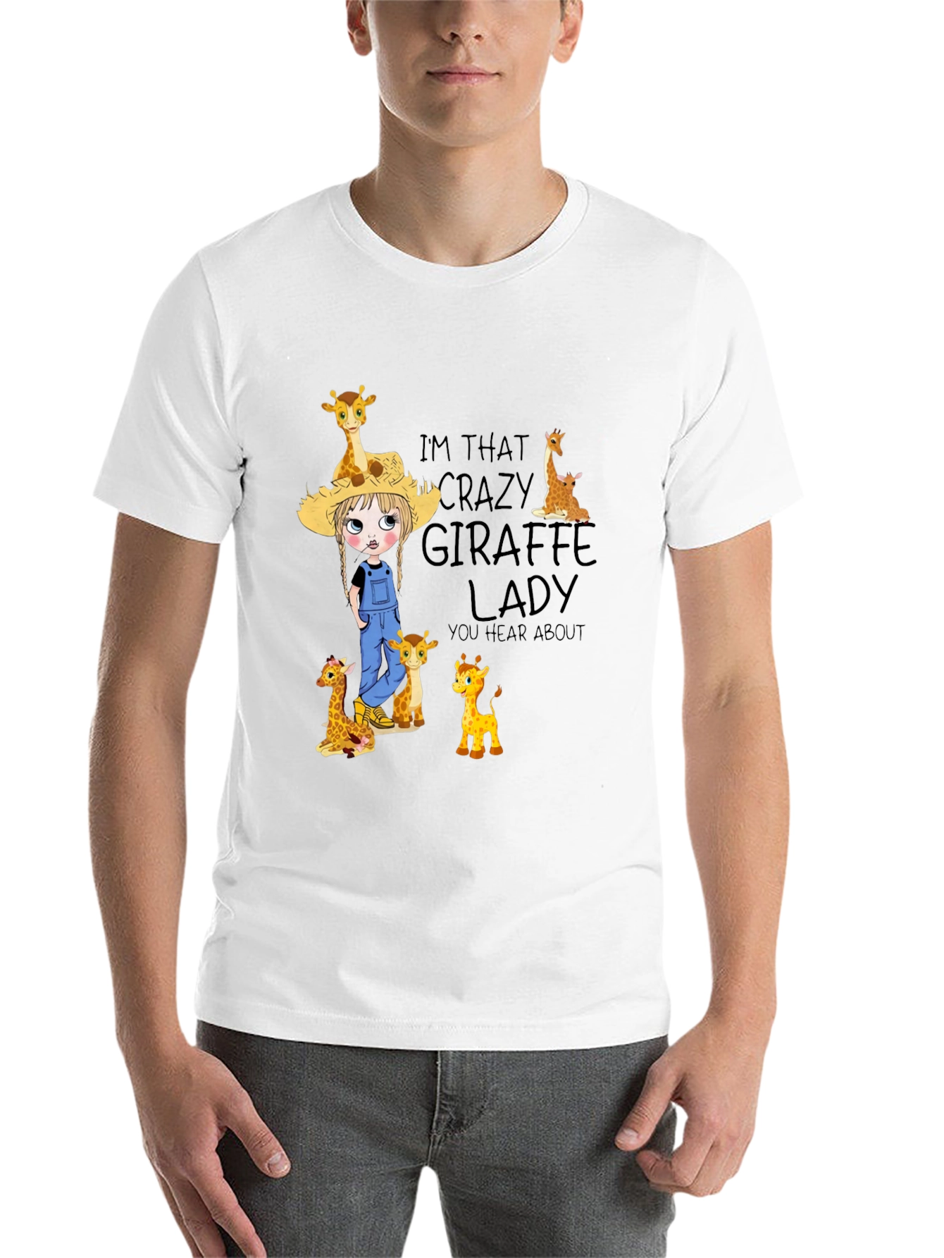 Black Crazy Giraffe Lady Graphic Tee view 14