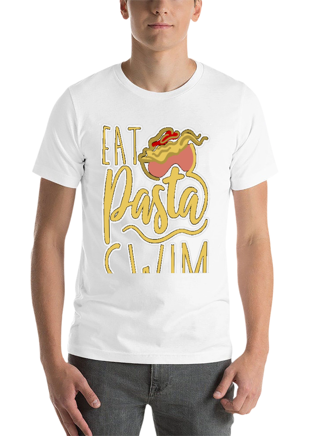 Black Eat Pasta Swim T-Shirt Funny Foodie Tee view 14