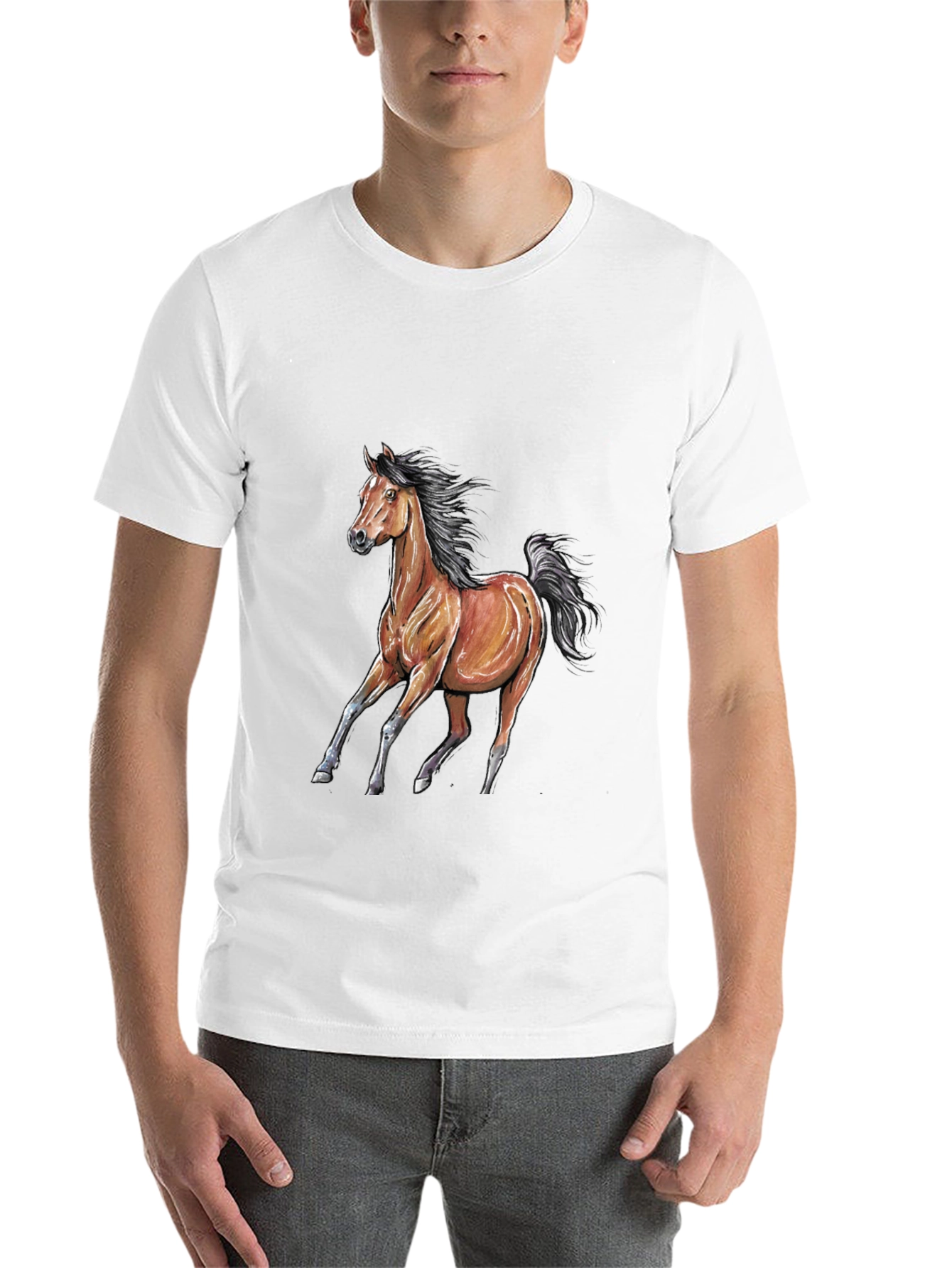 Black Horse Graphic Tee - Black Cotton Blend view 14