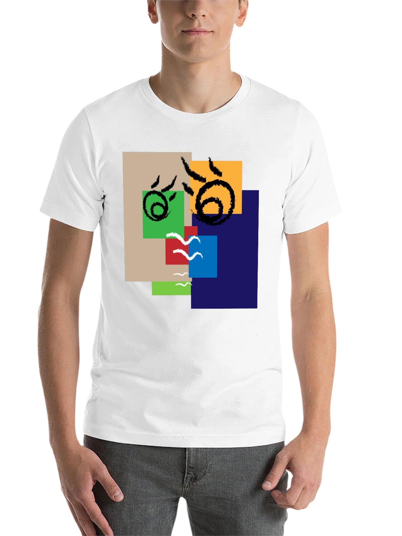 Black Abstract Squares Graphic Tee - Modern Art Shirt view 14