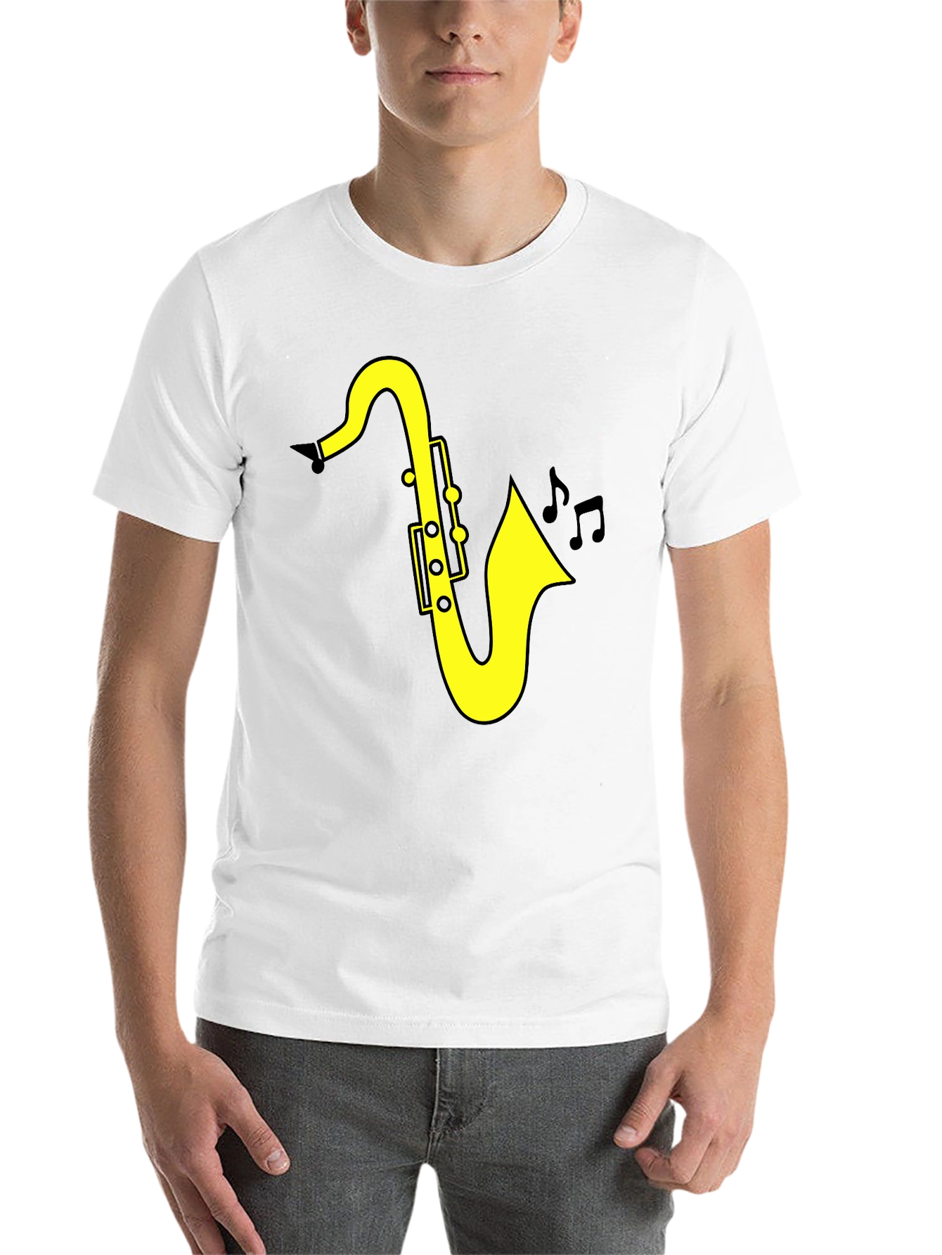Black Saxophone Music T-Shirt - Black Cotton Tee for Musicians view 14