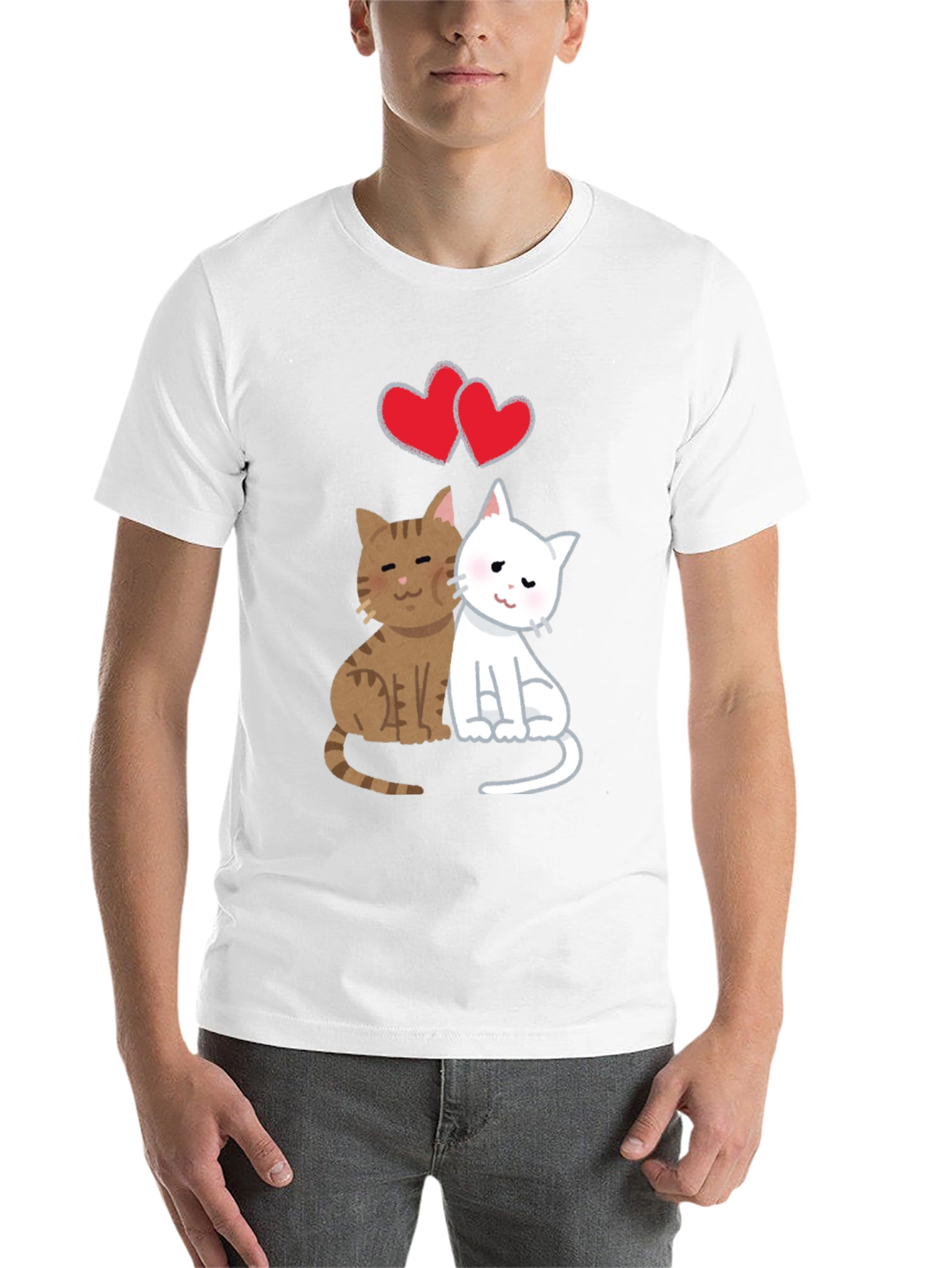 Black Cute Cats in Love T-Shirt view 14
