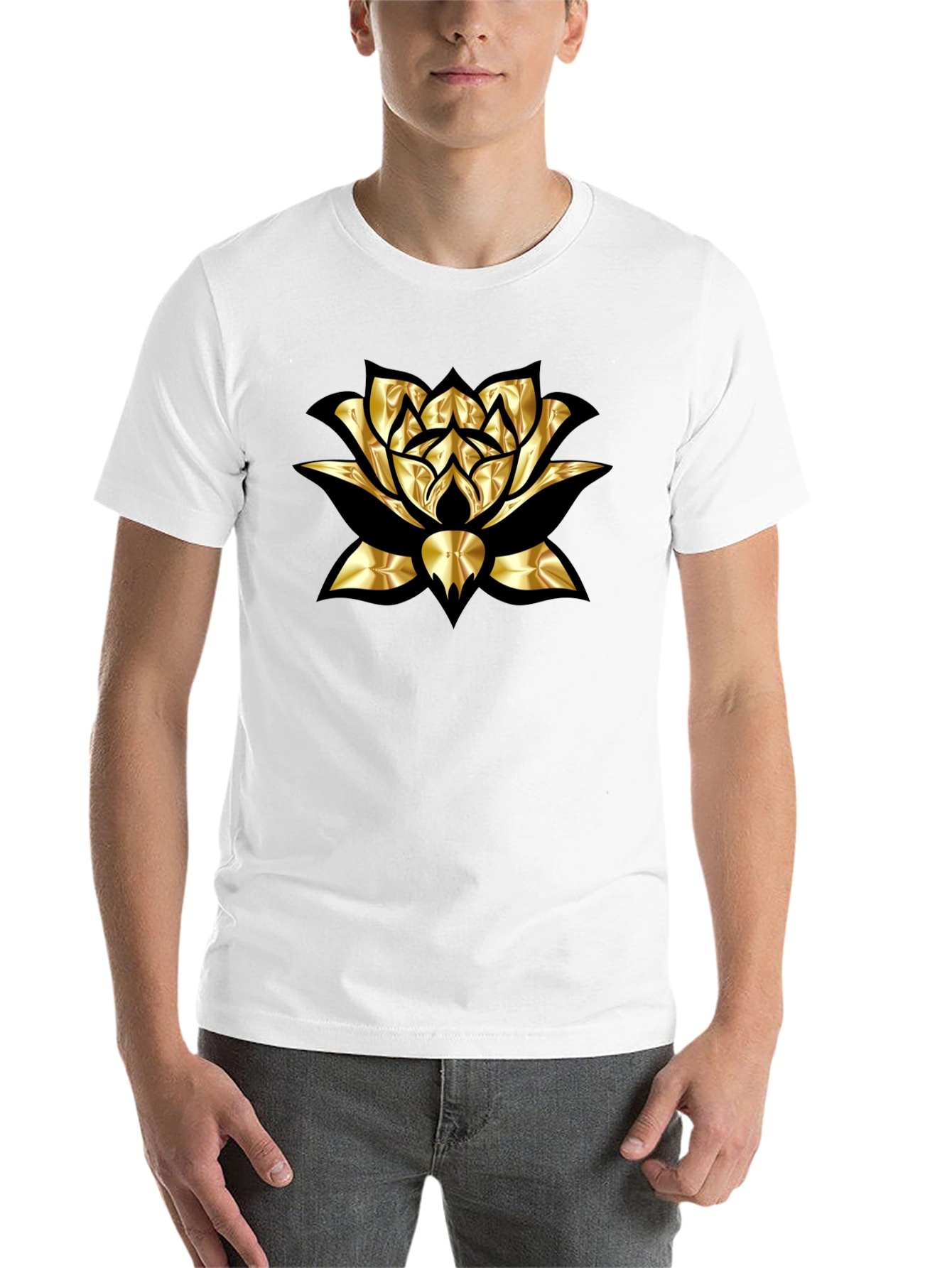 Black Golden Lotus Graphic Tee view 14