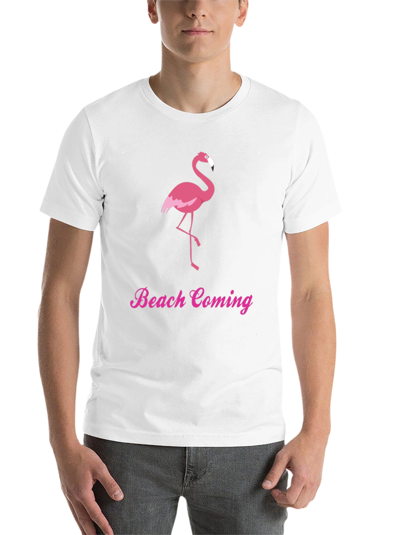 Black Beach Coming Flamingo T-Shirt view 14