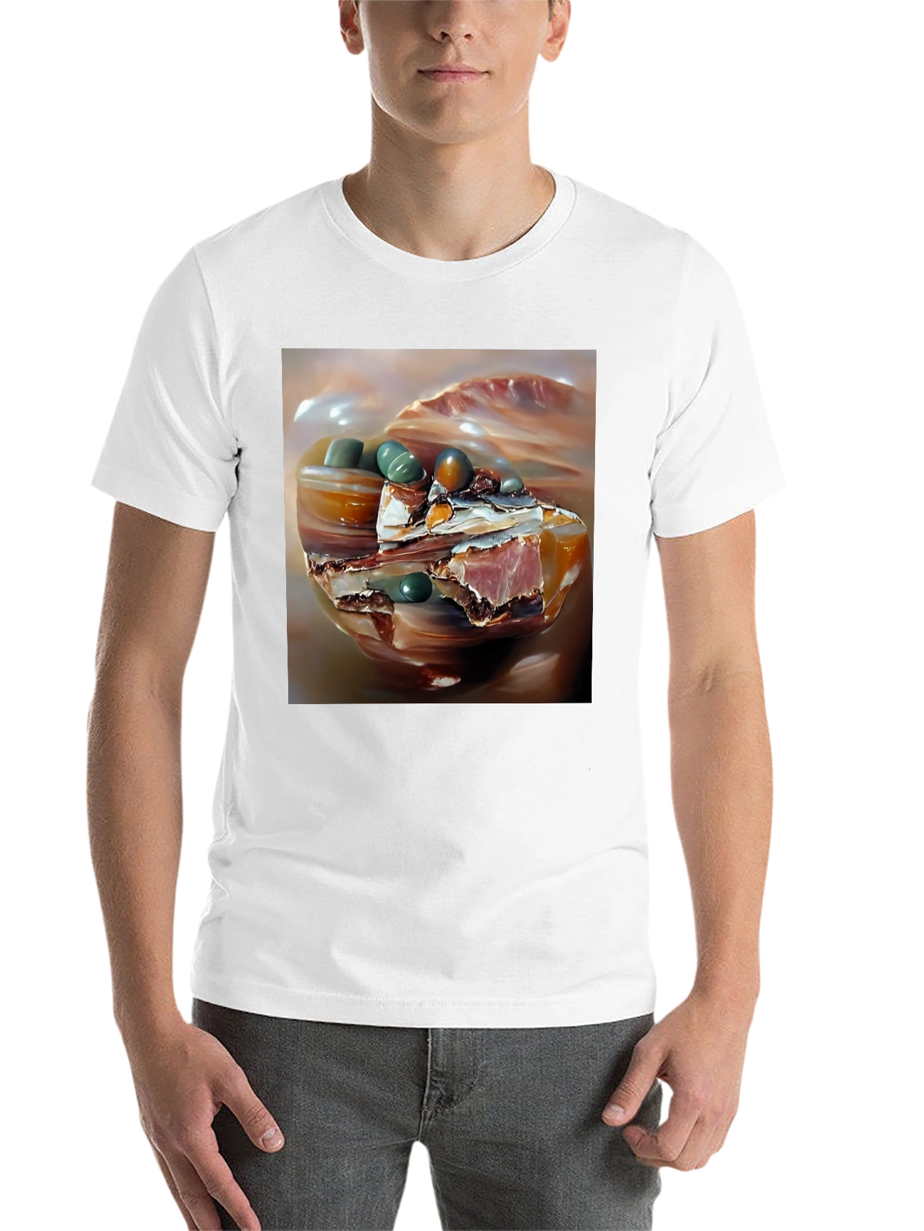 Black Abstract Stone Art Black T-Shirt view 14