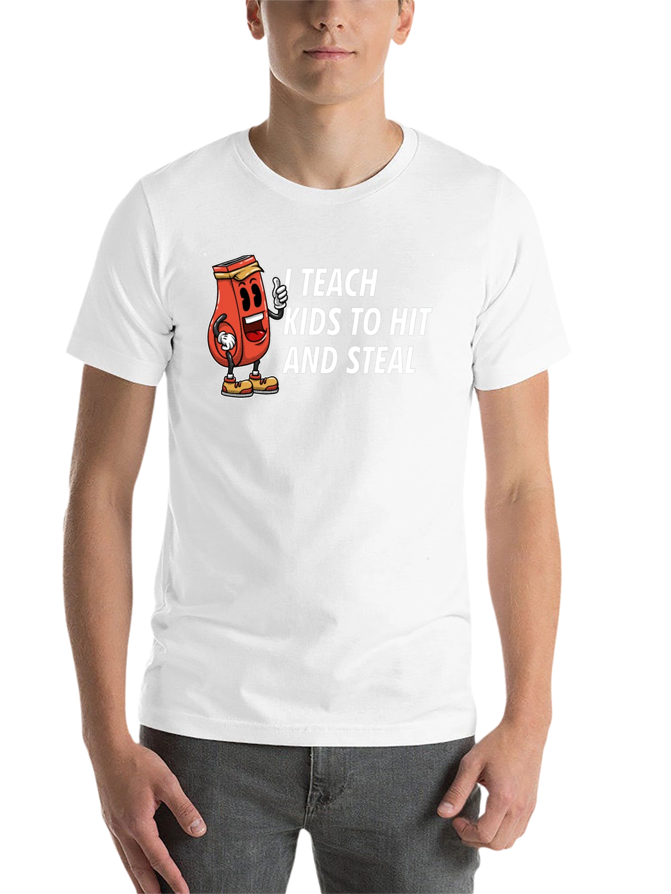 Black I Teach Kids to Hit and Steal T-Shirt view 14