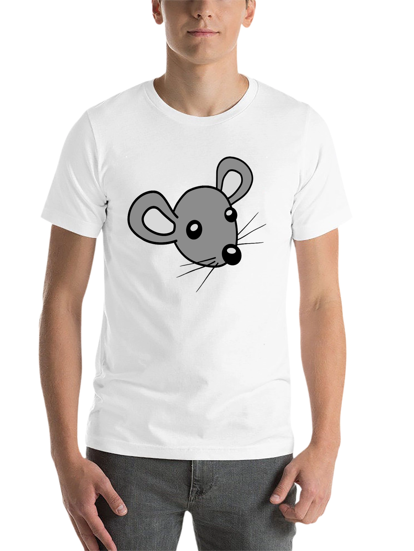 Black Cartoon Mouse Graphic Print Black T-Shirt view 14