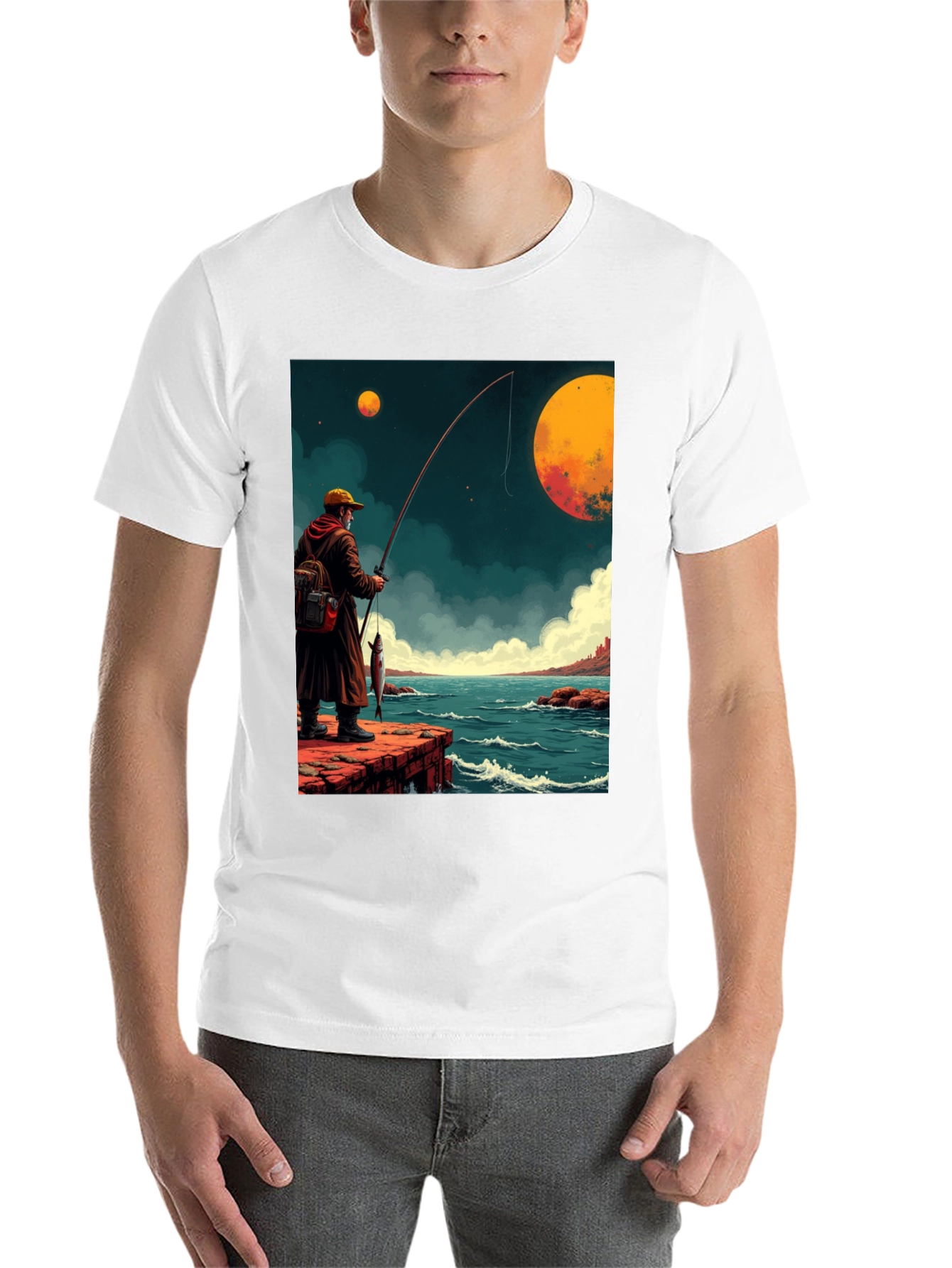 Black Retro Fishing Graphic Tee view 14