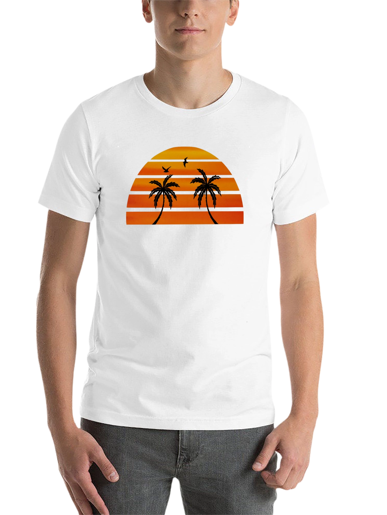 Black Sunset Palm Tree Graphic Tee view 14
