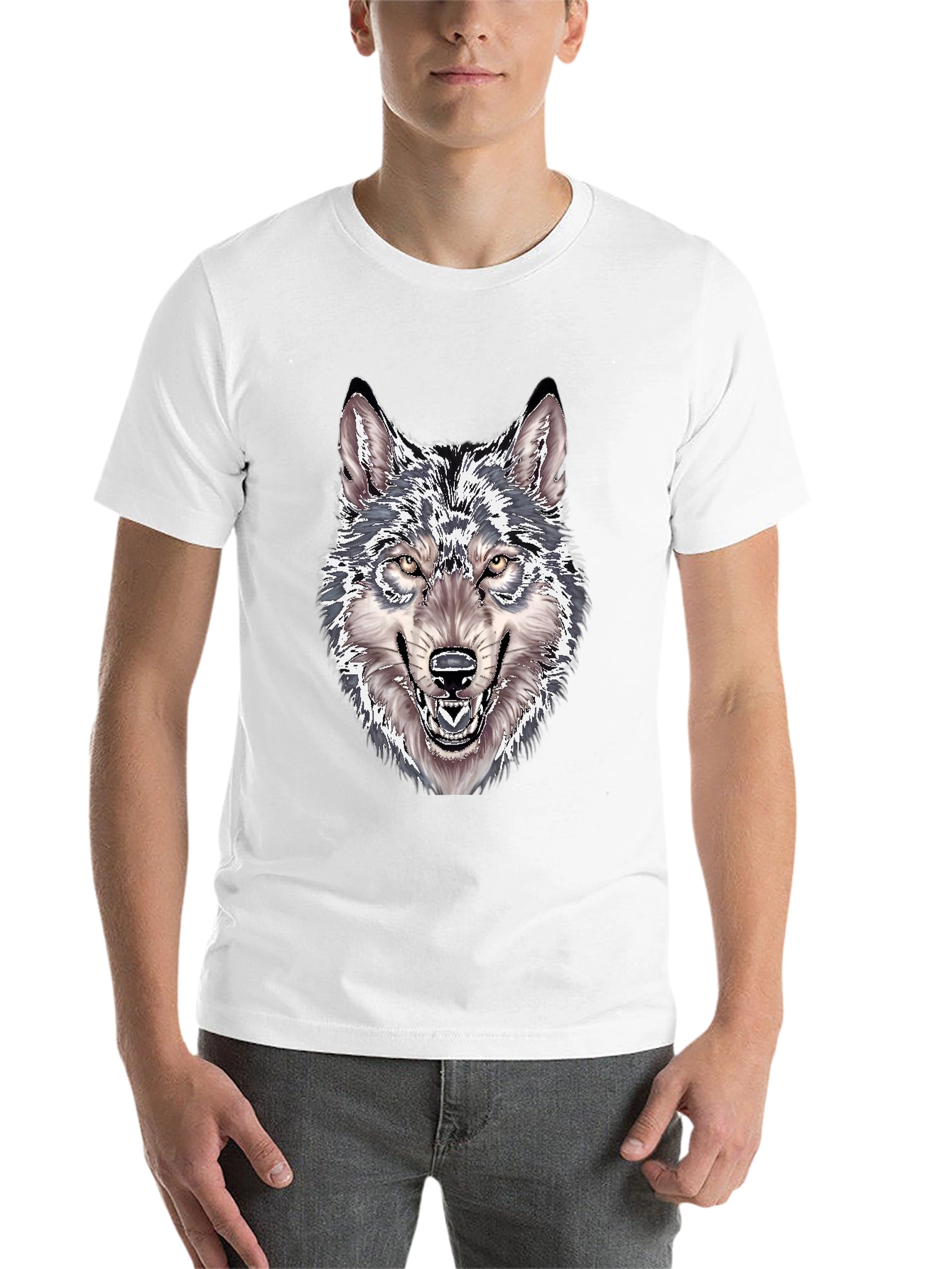 Black Wolf Graphic Print Black T-Shirt view 14