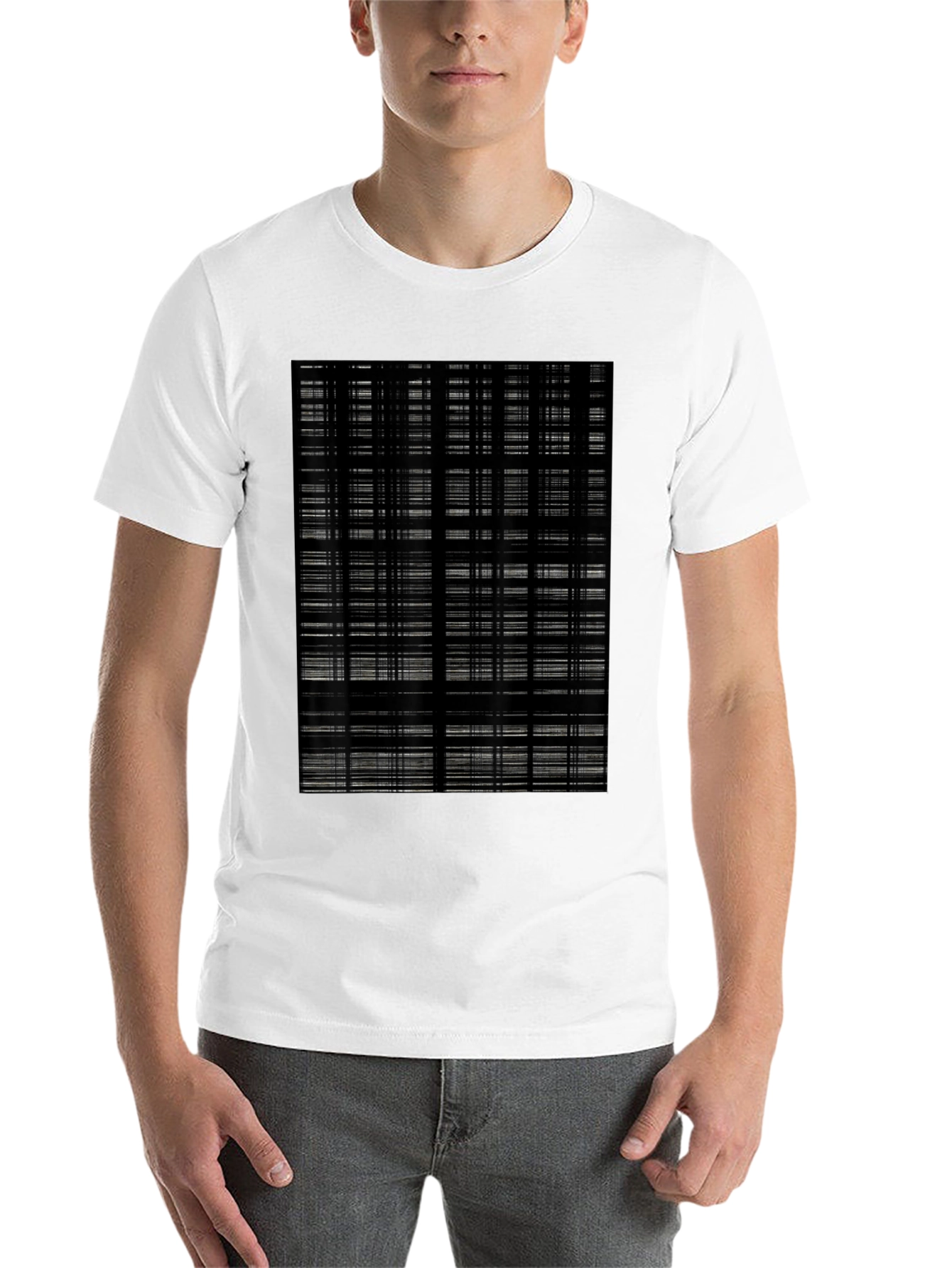 Black Modern Grid T-Shirt - Abstract Design view 14